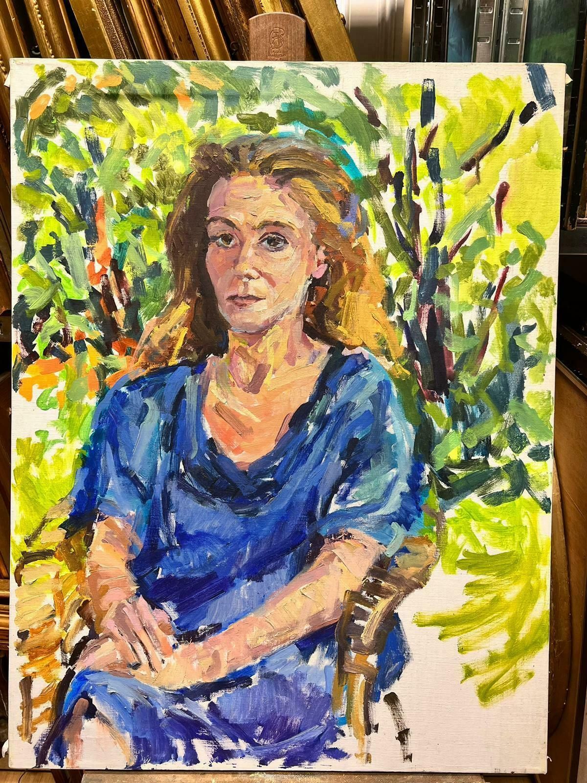 Douglas Stuart Allenlarge French Impressionist Oil   Elegant Abstract Portrait Of A Lady20th Century photo furniture