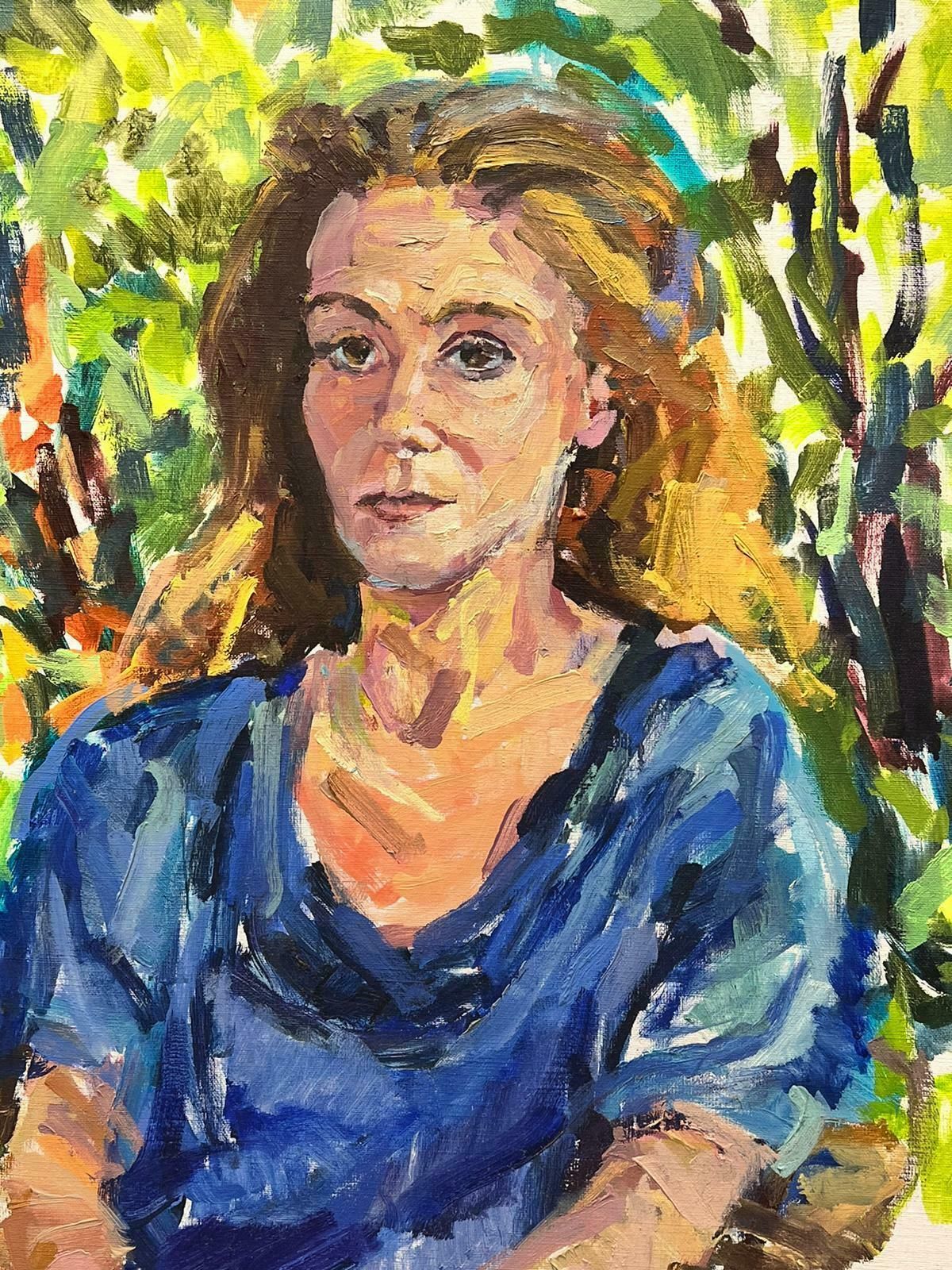 Douglas Stuart Allenlarge French Impressionist Oil   Elegant Abstract Portrait Of A Lady20th Century photo 765.0