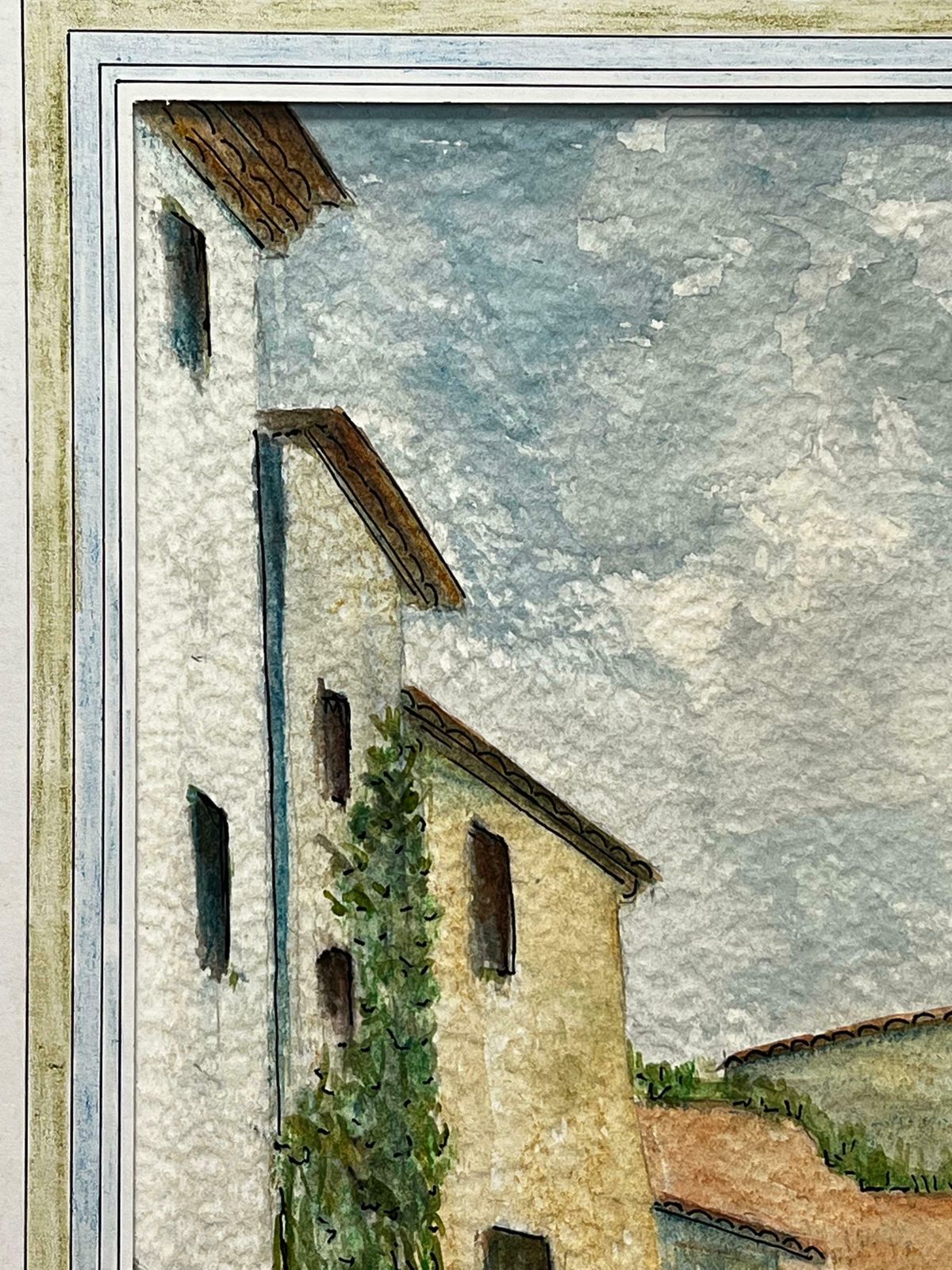 Bernard Labbe1950's Modernist/ Cubist Painting   Blues And Green French Landscape1950's photo Art
