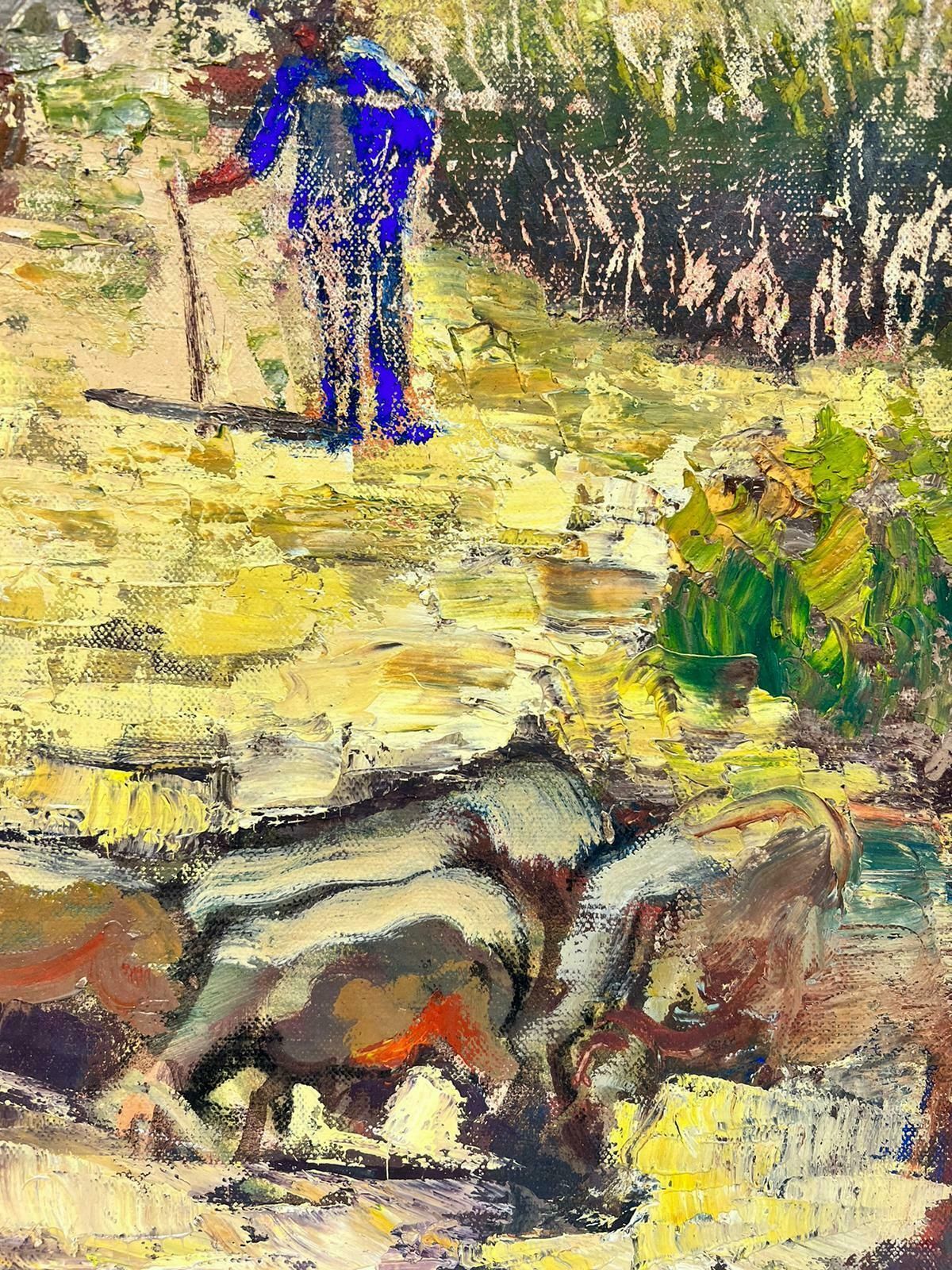 Josine Vignonherding The Fleet Of Animals French Impressionist Thick Oil Impasto1960's photo for sale
