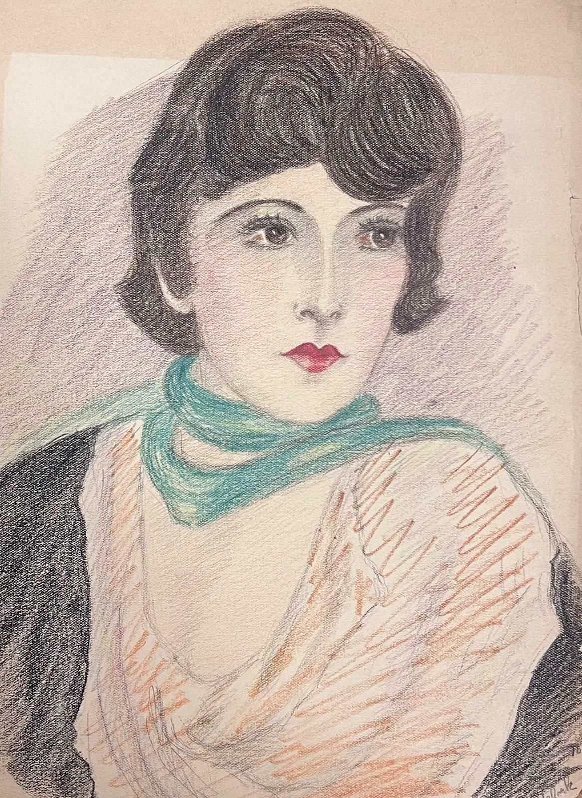 Marjorie Schiele (1913 2008)Original 1920's/ 30's Portrait Of Elegant Young Society Lady Exquisite Drawing
