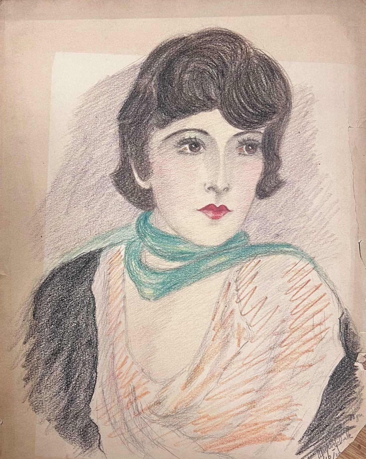 Marjorie Schiele (1913 2008)Original 1920's/ 30's Portrait Of Elegant Young Society Lady Exquisite Drawing photo furniture