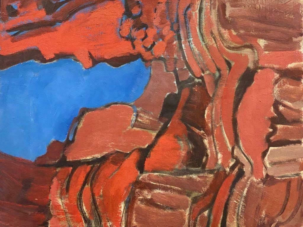 Elisabeth Hahn20th Century German Modernist Oil Painting Abstract Composition On Canvas20th Century photo for sale
