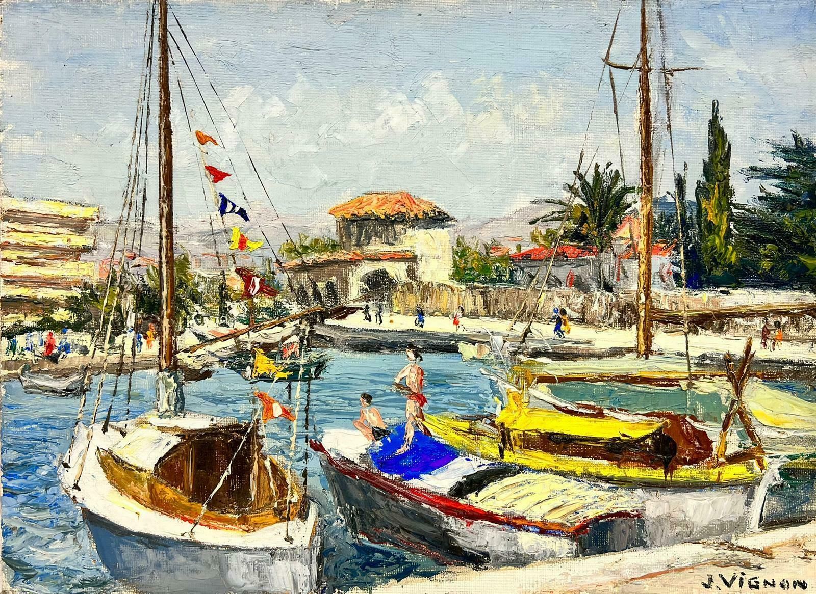 Josine Vignoncagnes Sur Mer Summer Day At The Harbour Thick Oil Impasto1960's