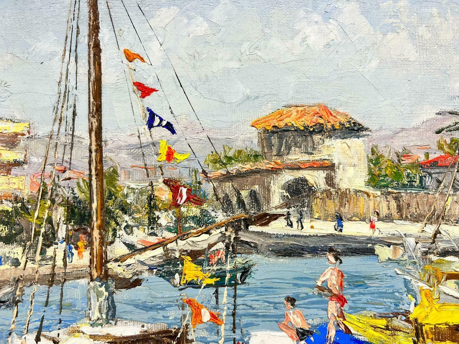 Josine Vignoncagnes Sur Mer Summer Day At The Harbour Thick Oil Impasto1960's photo 1479.0