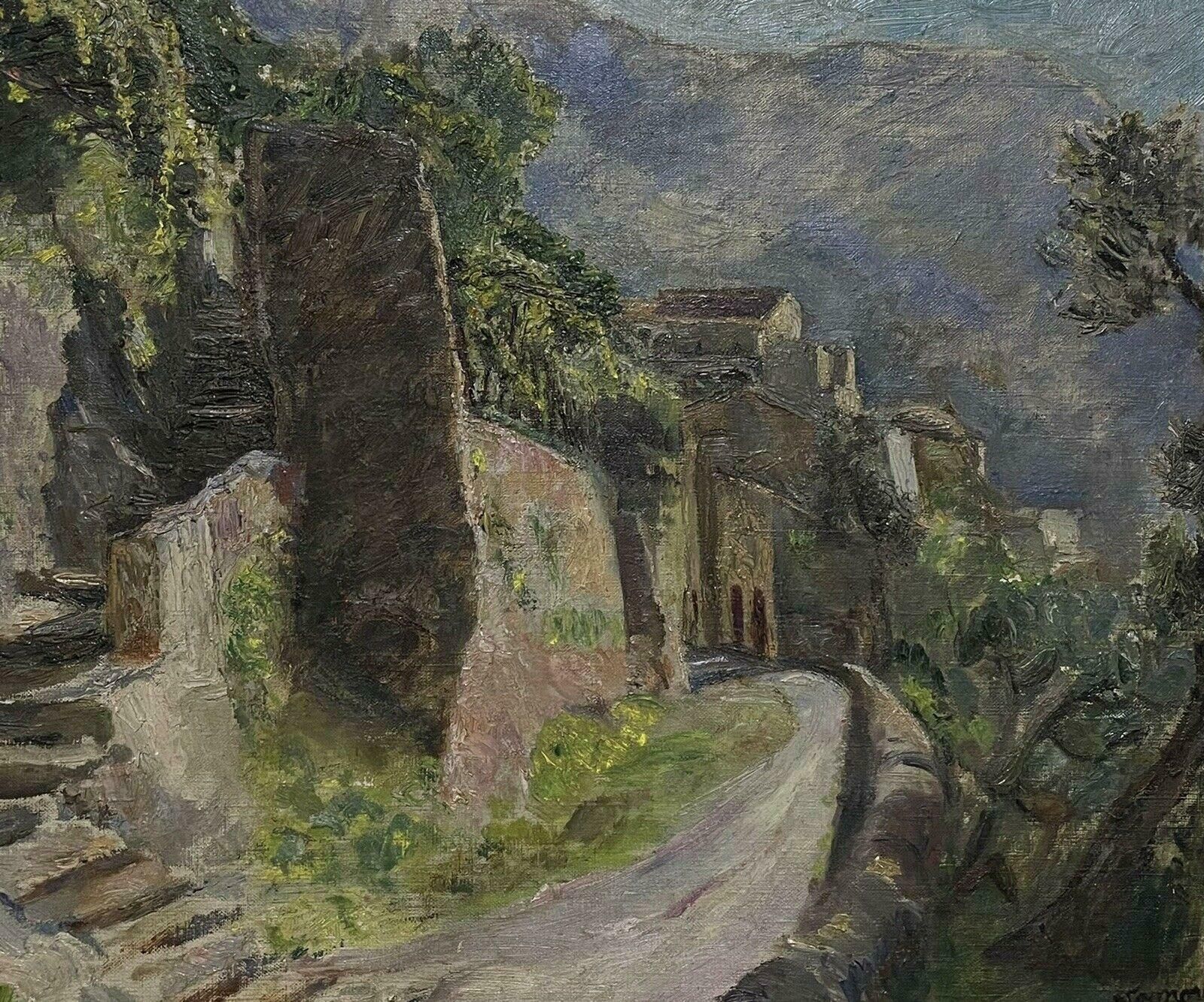 French School1900's French Impressionist Signed Oil Painting View Of Old Chateau Steps 1900's