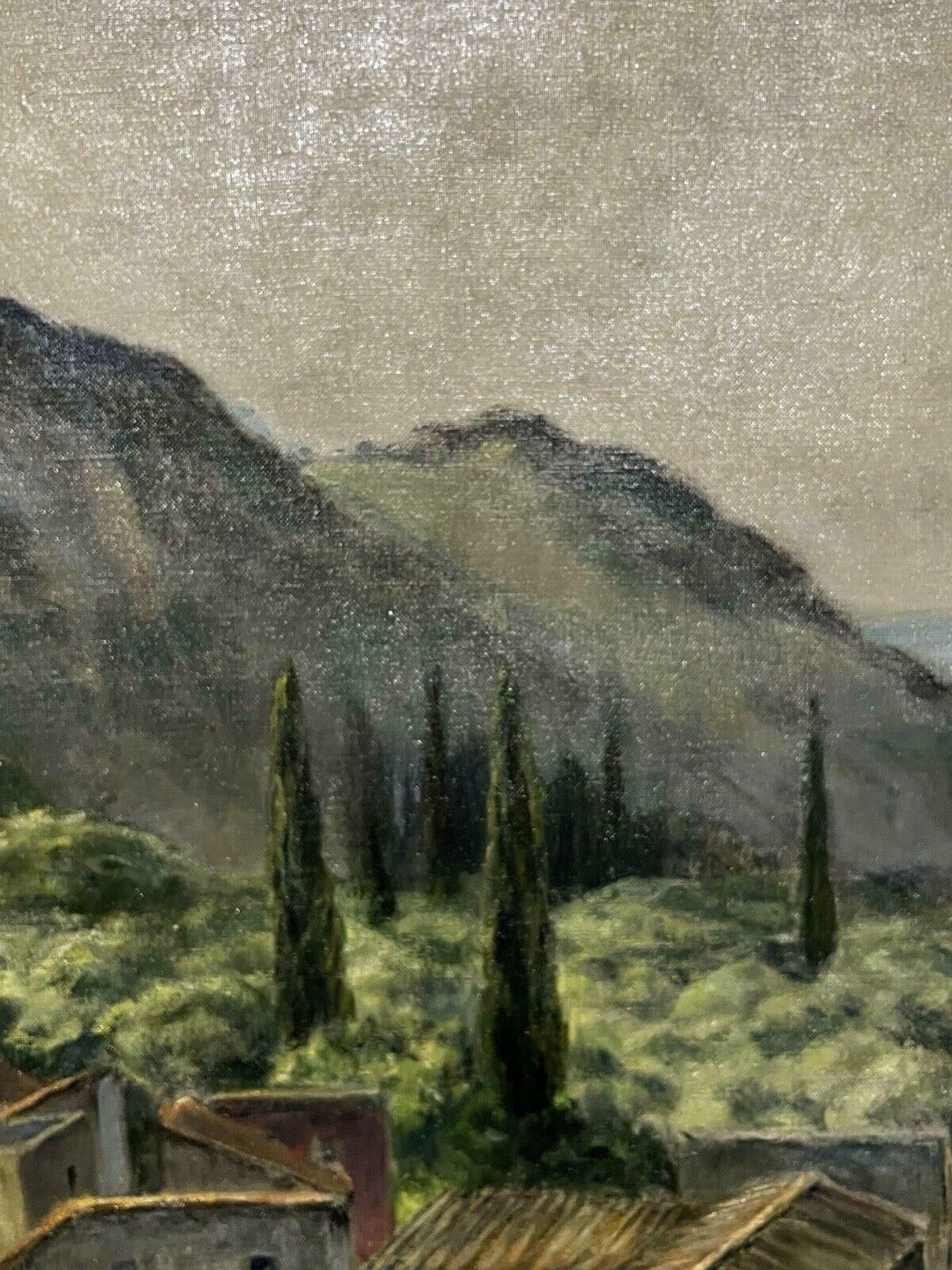 French Mid 20thhazy Provence Landscape, 1950's French Signed Impressionist Oil Painting photo for sale