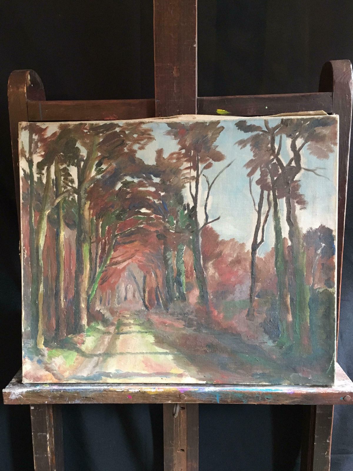 Unknownrustic Country Road Mid Century Impressionist Landscape, Original Oil Paintingc.1950s photo buy