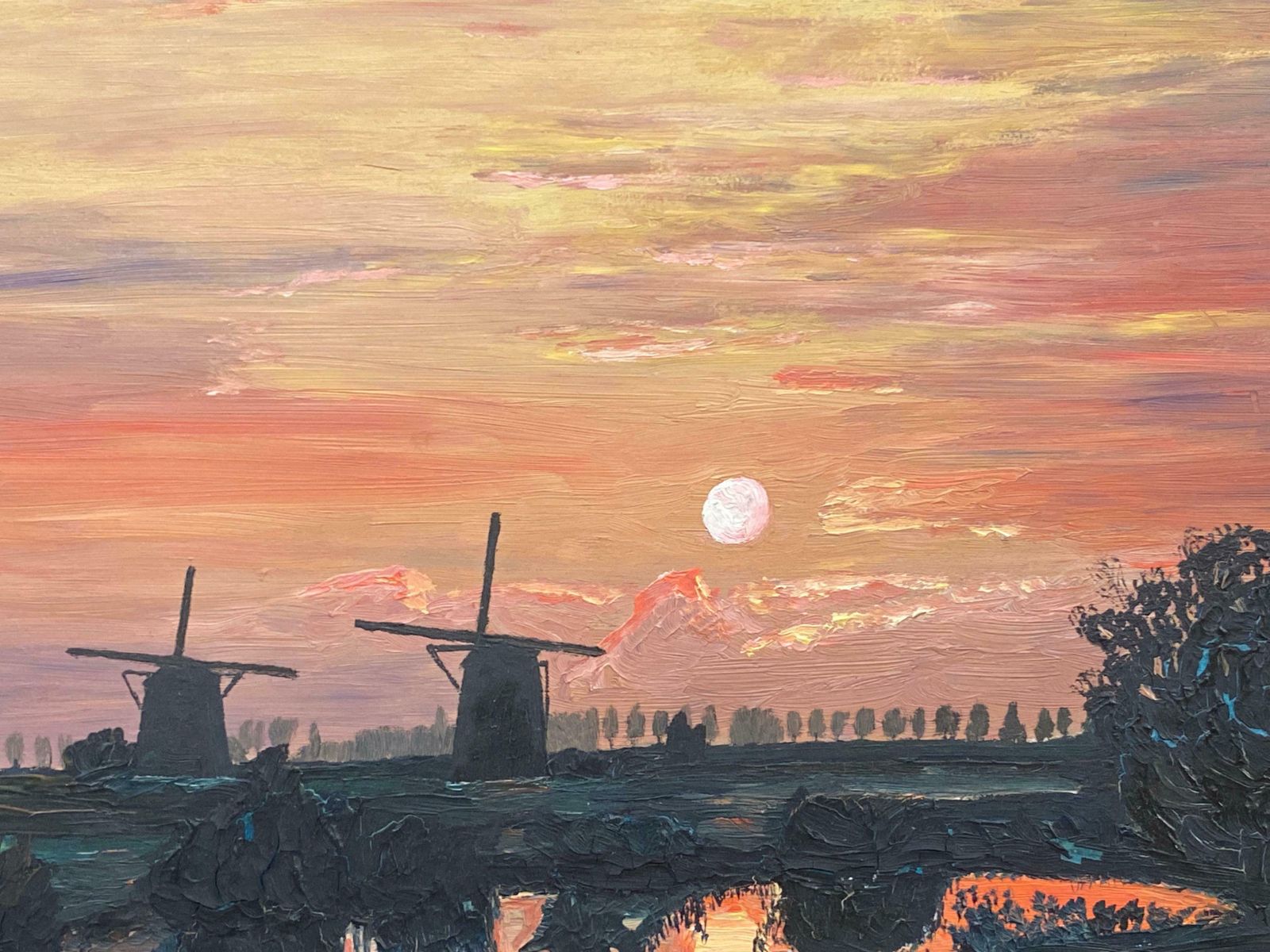 Fernand Audetfernand Audet (1923 2016) French Impressionist Oil   Sunset Over Windmillsc. 1950's photo furniture