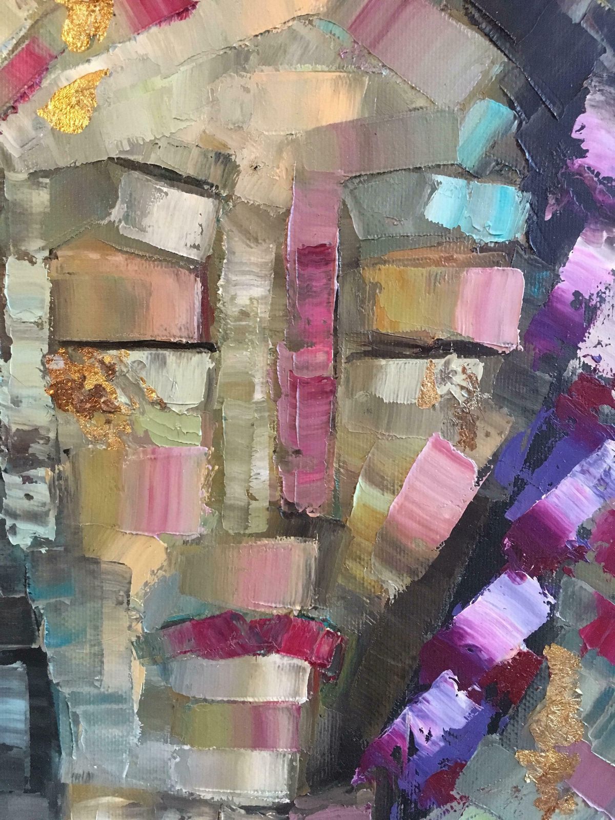 Beatrice Werliemosaic Style French Abstract, Original Oil Painting 2004 photo 1831.0