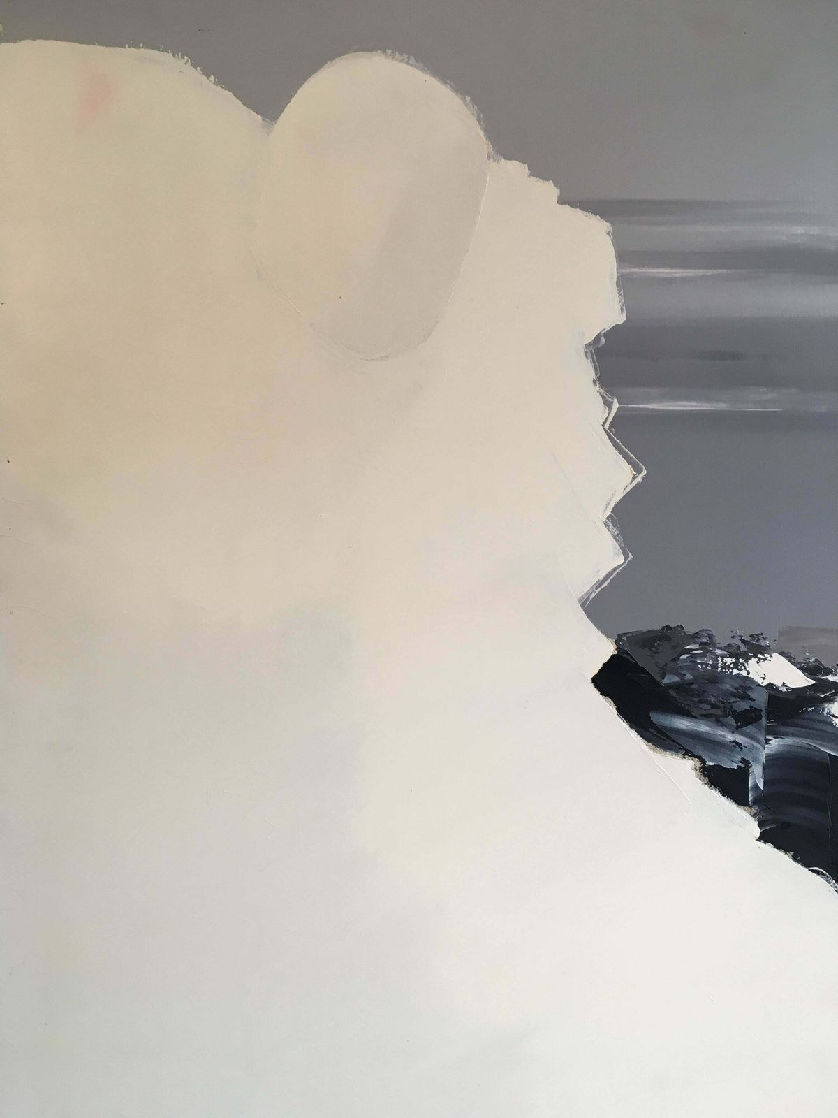 Pierre Gerard Langloisabstract Oil Painting, Monochrome, Frenchc.1990's photo vinterior