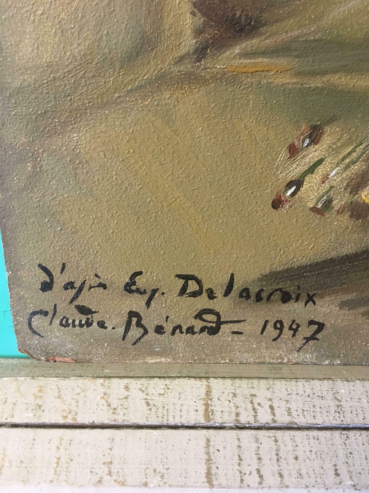 Claude Benard" D'apres Delacroix" Impressionist Portrait, Signed Oil Painting1947 photo for sale