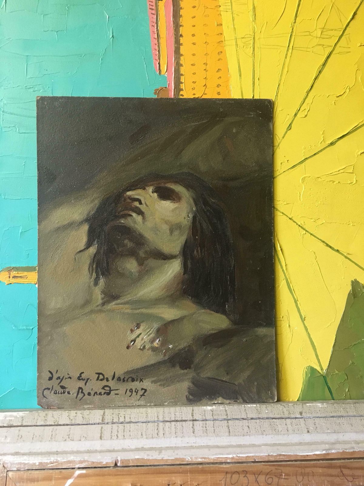 Claude Benard" D'apres Delacroix" Impressionist Portrait, Signed Oil Painting1947 photo buy