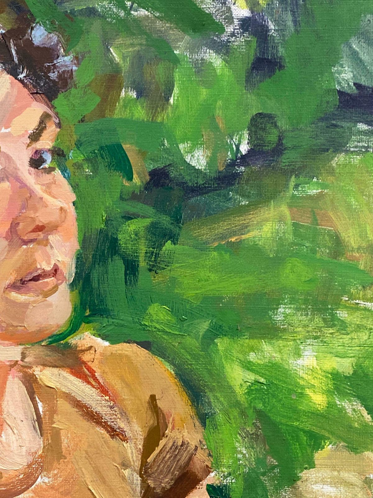 Douglas Stuart Allenlarge French Impressionist Oil   Elegant Abstract Portrait Of A Lady20th Century photo Art