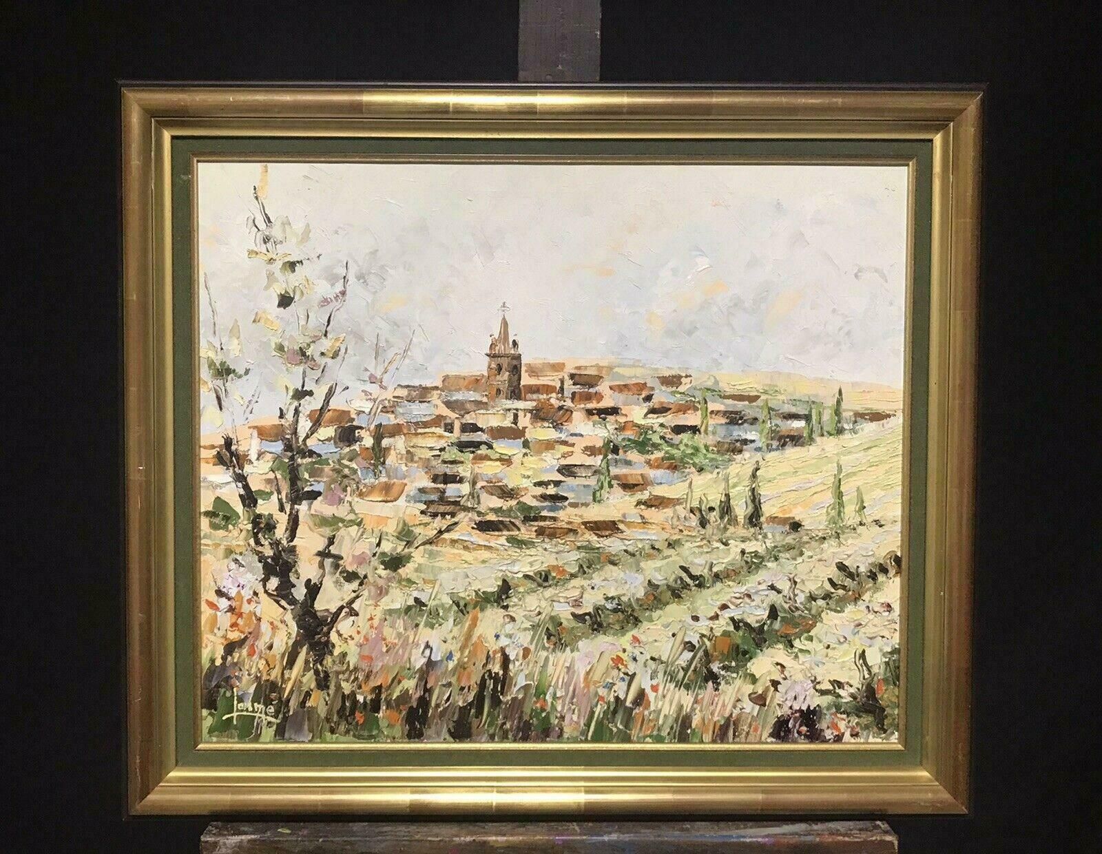 Gerard Laimefrench Post Impressionist Signed Oil   Hill Top Perched Village Provence photo furniture