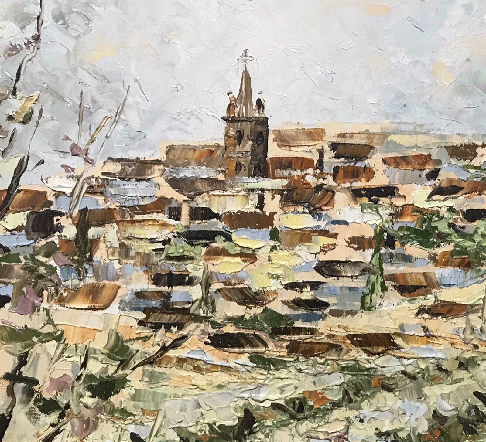Gerard Laimefrench Post Impressionist Signed Oil   Hill Top Perched Village Provence photo for sale