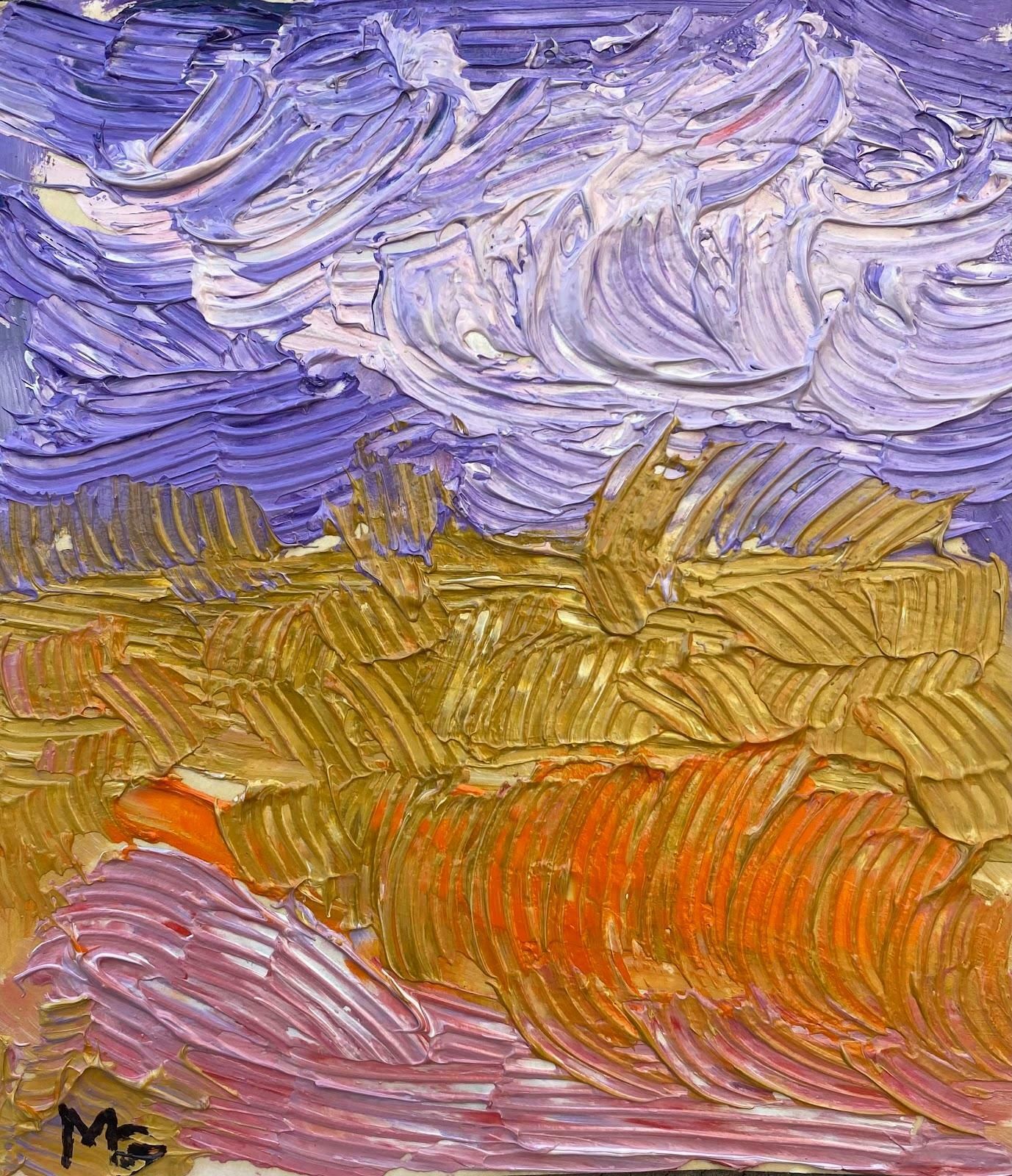 Maggy Claryssemulticolored French Impressionist Oil Painting Purple Sky Abstractc.2000