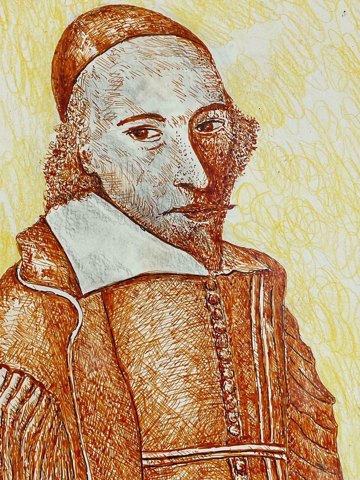 Bernard Labbe1950's French Modernist/ Cubist Painting   Orange Portrait 'Charles Labbe'1950's photo for sale