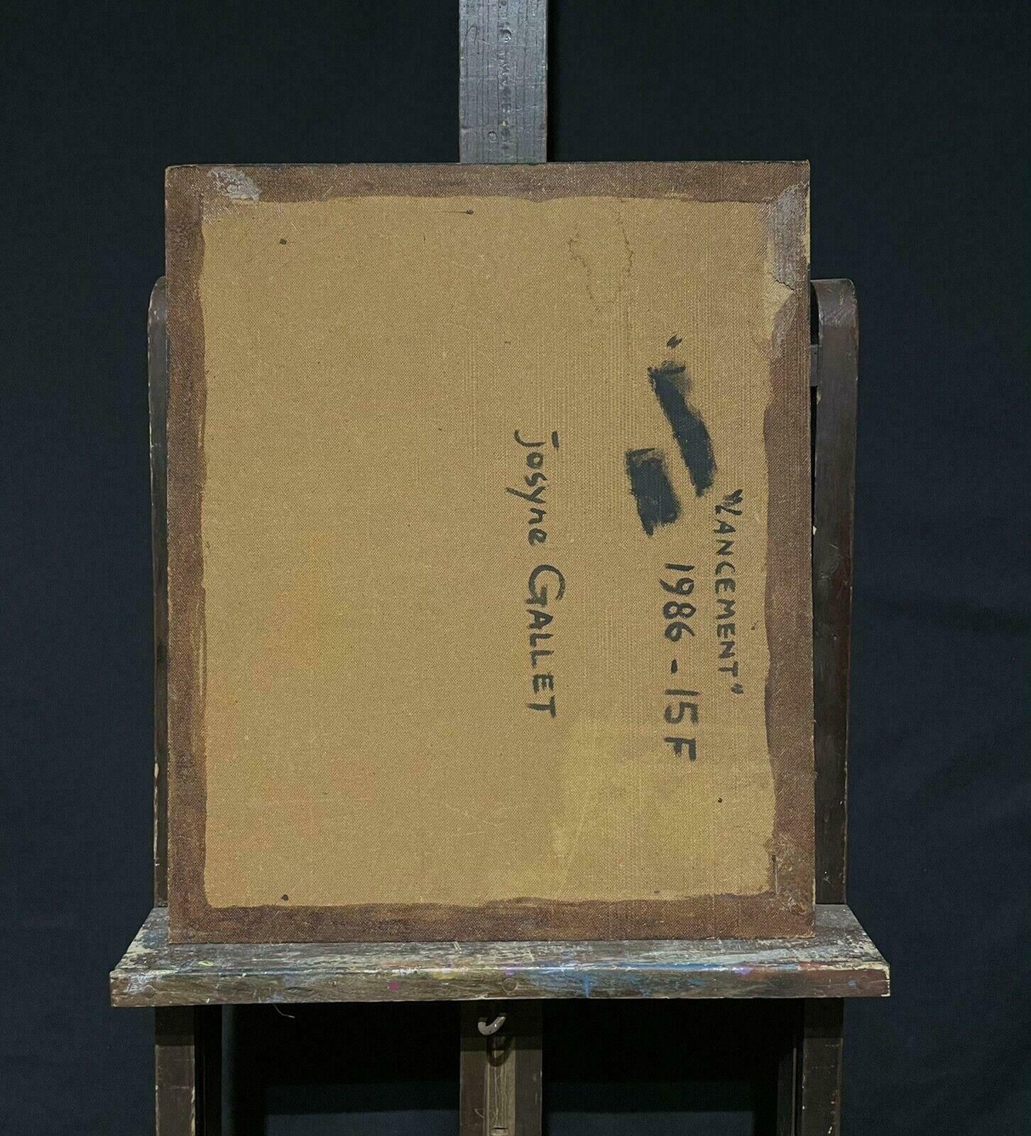 Josyne Gallethuge French Surrealist Fantasy Oil Painting Floating Figure Reaching For Moon photo vinterior