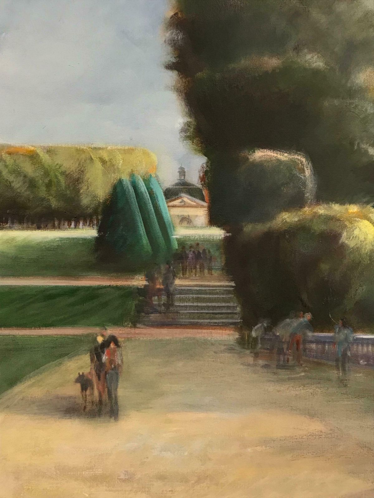 French Schoolchateau De Sceaux In Parkland, Fine French Impressionist Original Oil Painting photo Art