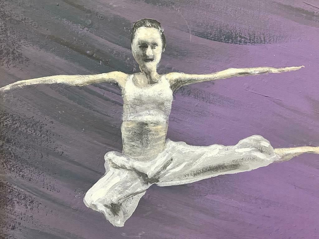 Contemporary British Colourful Modern British Painting The Dancer White Against Purple Background photo furniture