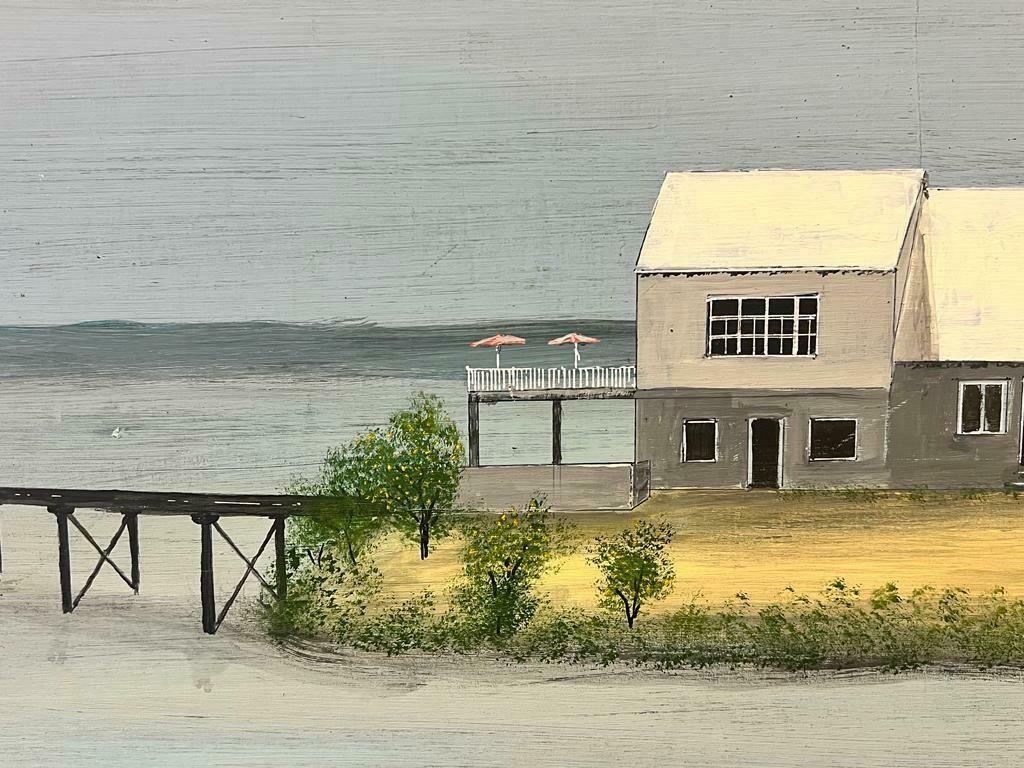 Contemporary British Modern British Long Beach House Walkway To The Sea Painting photo Art