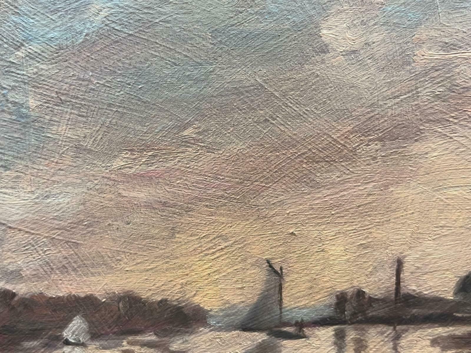 Geza Somerset Paddondusktime Twilight River Scene Sailing Boat On Water Large Skyline photo for sale
