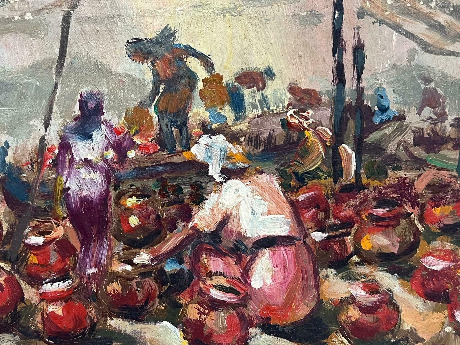 20th Century French School20th Century French Oil Figures In North African Street Market With Old Pots photo 357.0