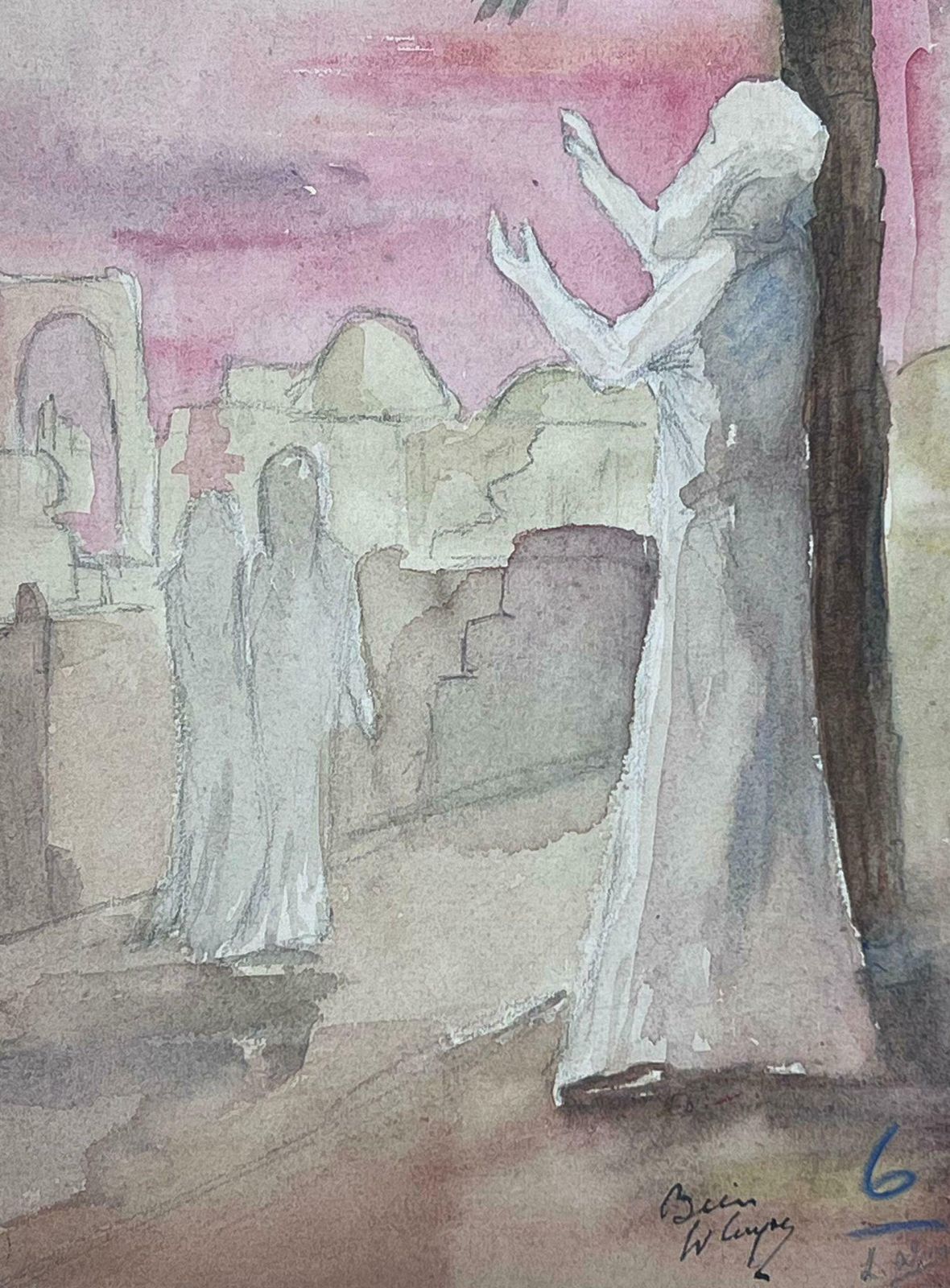 Louise Alix1930's French Impressionist Figure Praying To The Sky Under Palm Tree1930's photo furniture