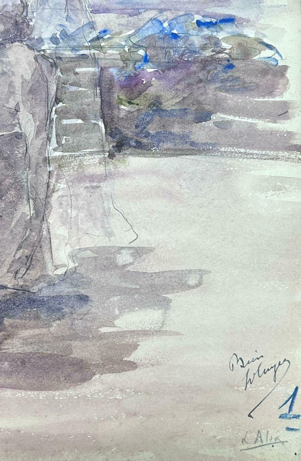 Louise Alix1930's French Impressionist Angels Flying Over Figure Sat On Terrace1930's photo for sale