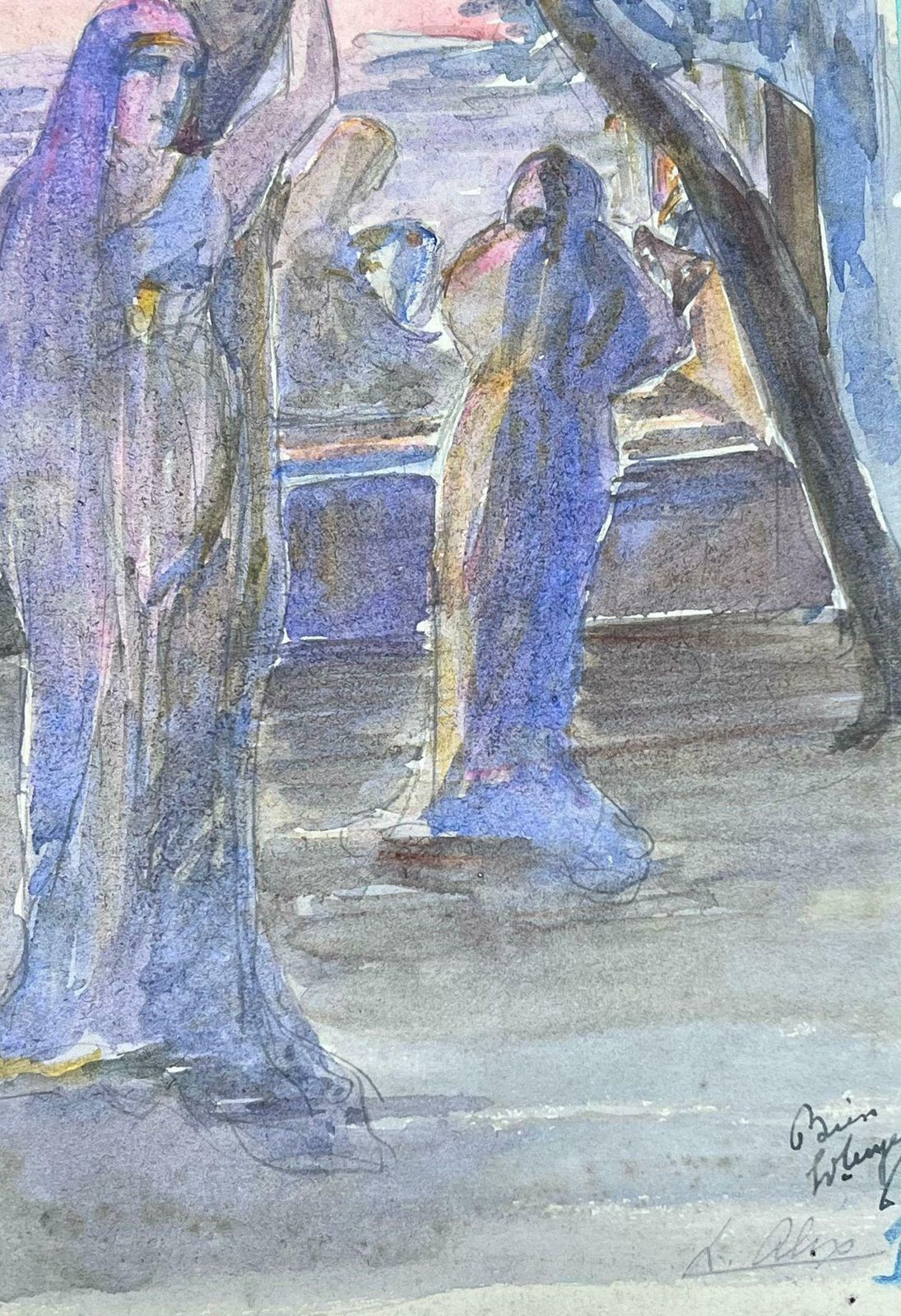 Louise Alix1930's French Impressionist Praying Monks Surrounding The Tomb1930's photo furniture