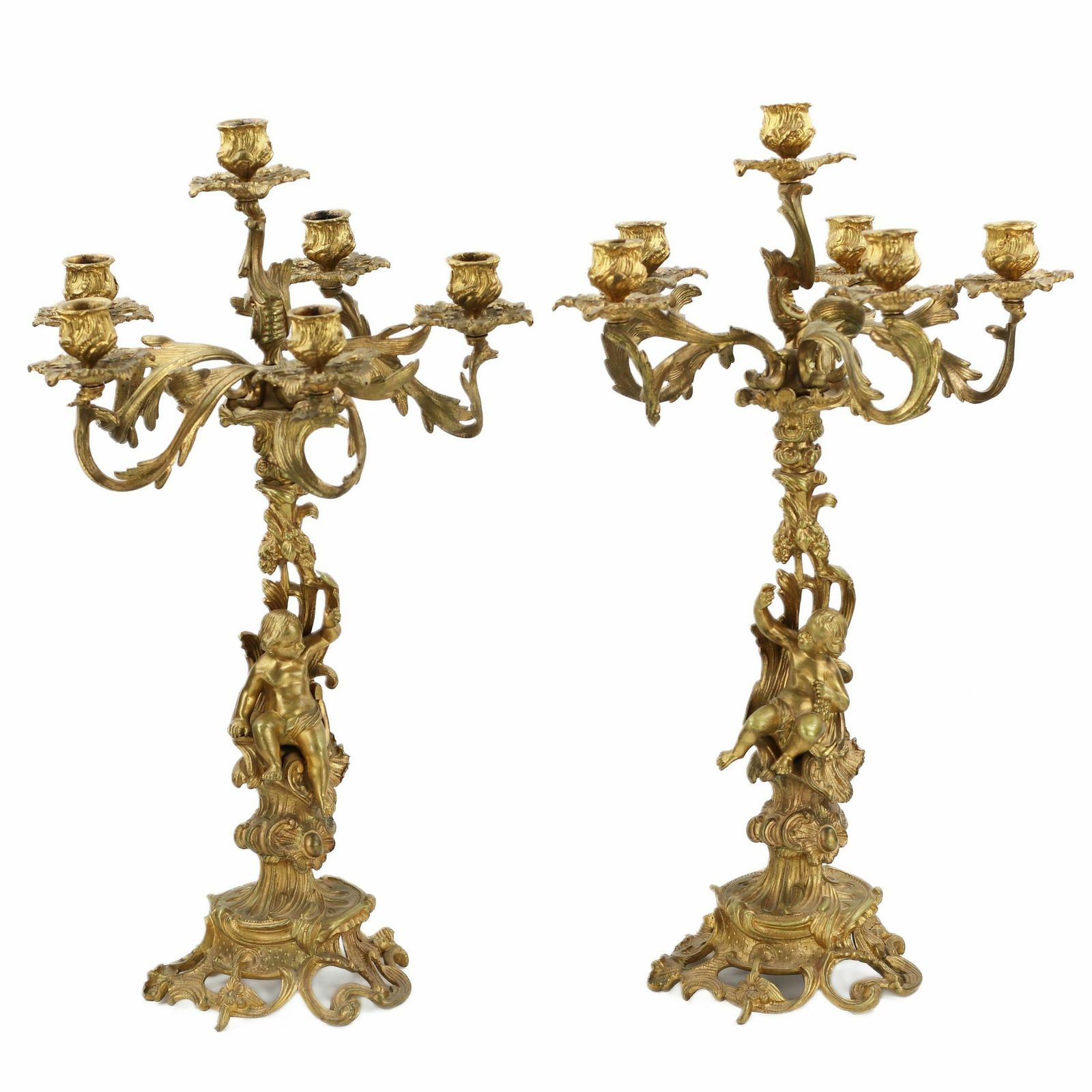 Pair Of Gilded Bronze Candelabra. 19th Century photo 1342.0