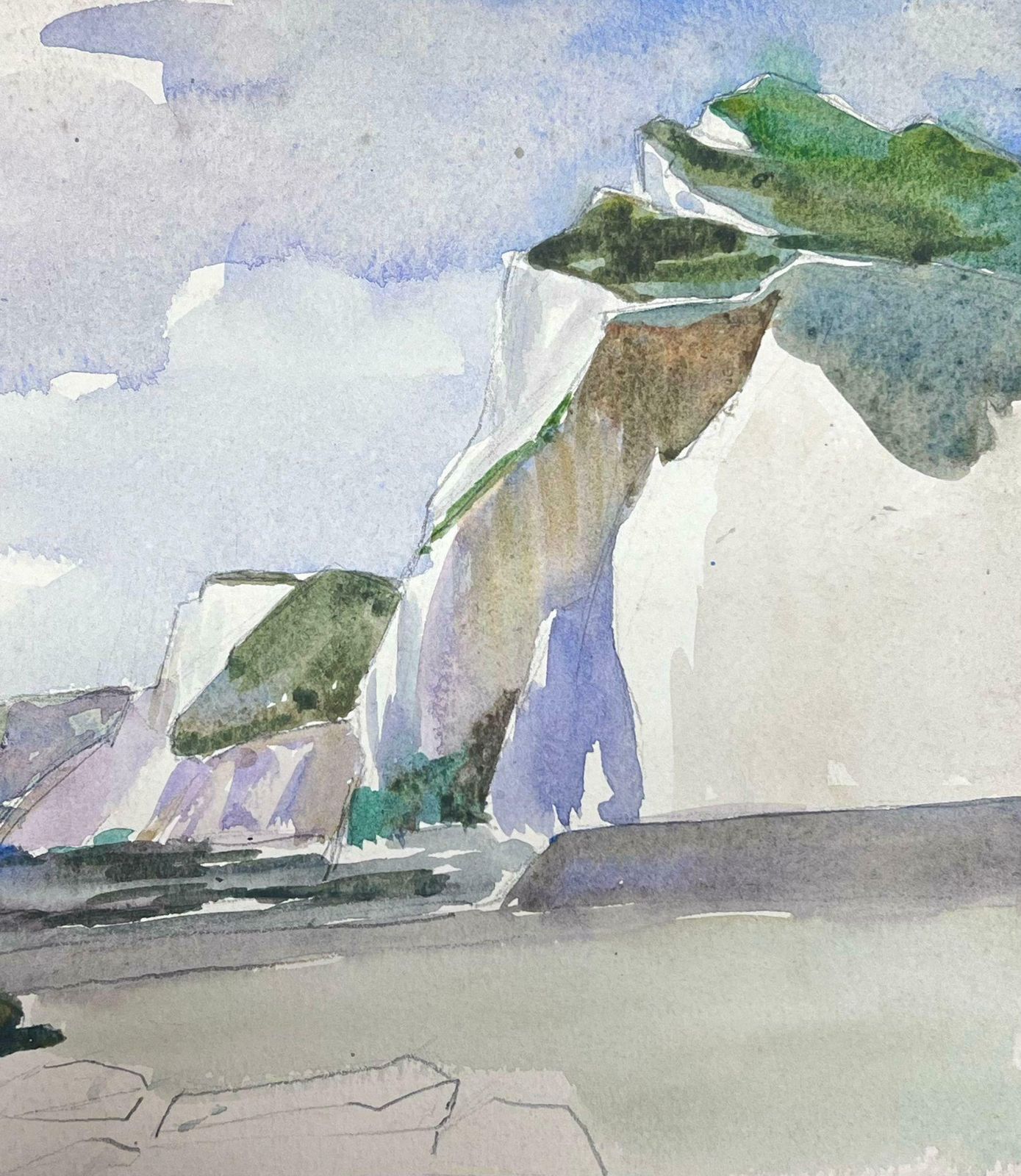 Louise Alixgrass Covered Rocky Coastal Cliffs 1930's French Impressionist 1930's photo for sale