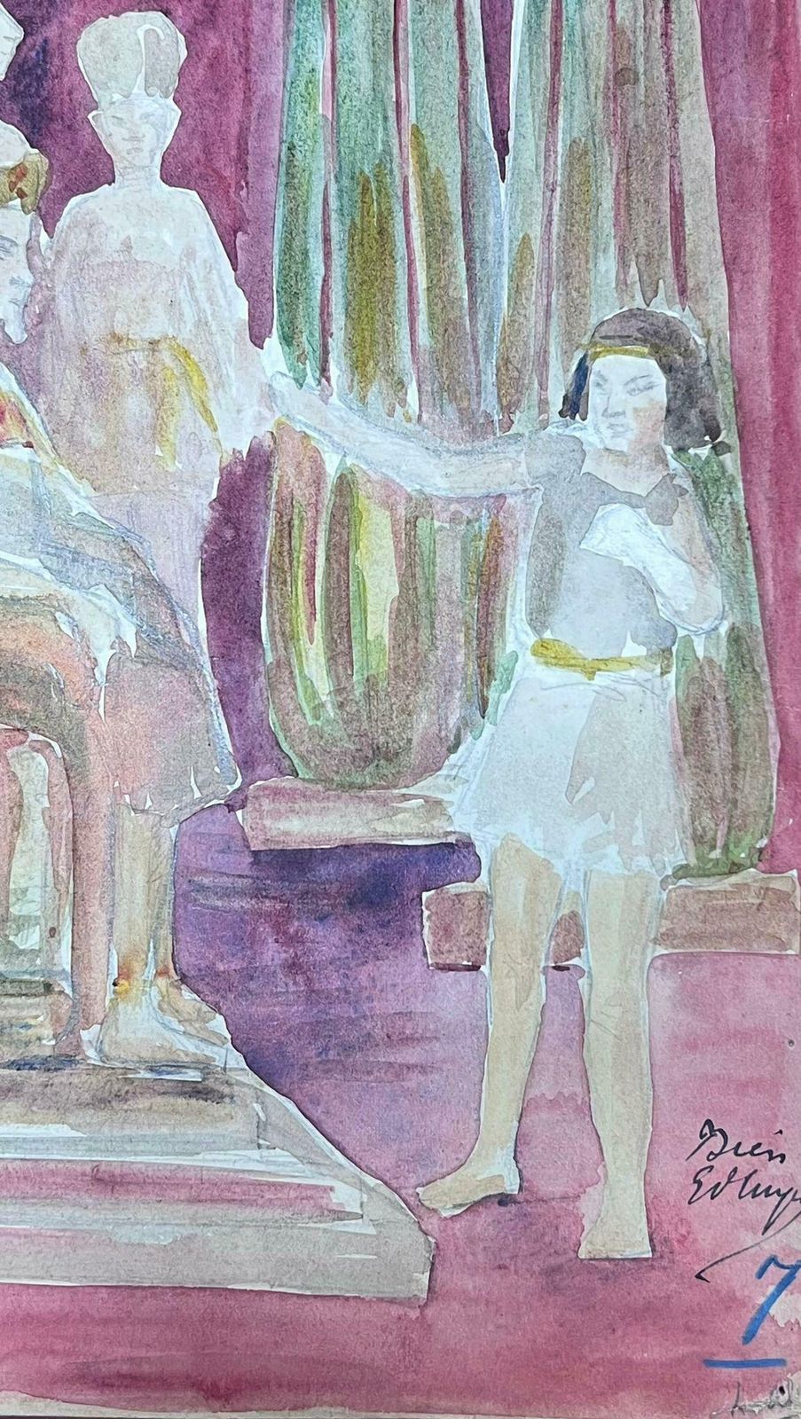 Louise Alix1930's French Impressionist Servant Bowing Down To Pharaoh 1930's photo furniture