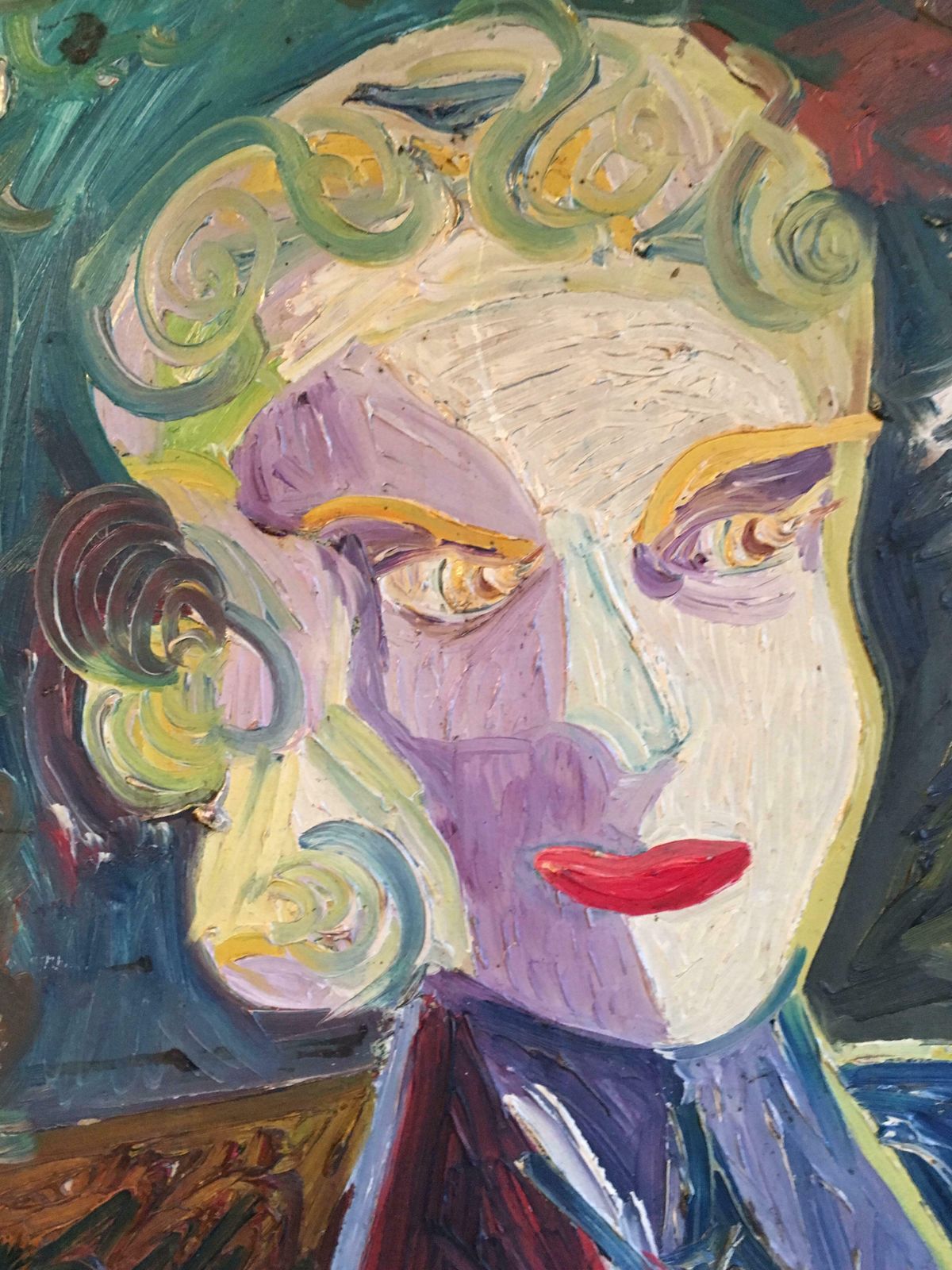 Unknown'attente' 1950's Cubist Abstract Portrait, Oil Painting, Signed1952 photo 3311.0