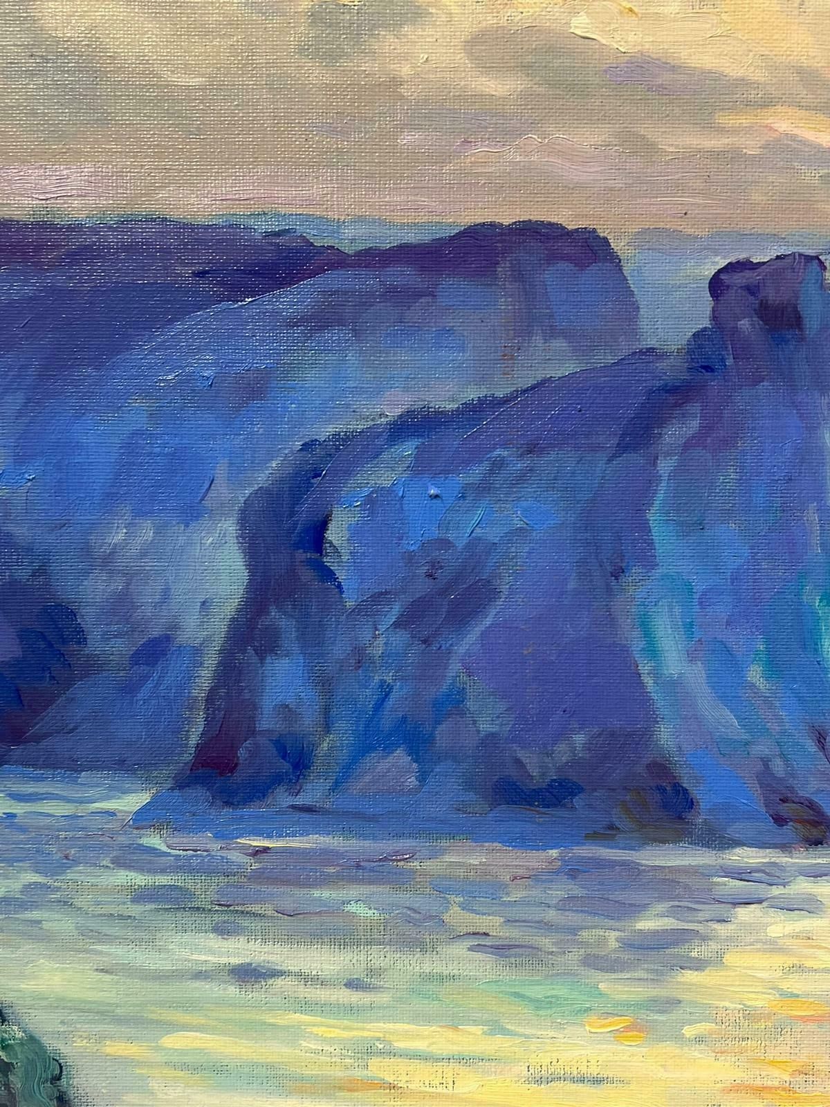 Georges Bordonovecontemporary French Impressionist Oil Sunset Over Coastal Cliffs Rocky Seascape photo buy