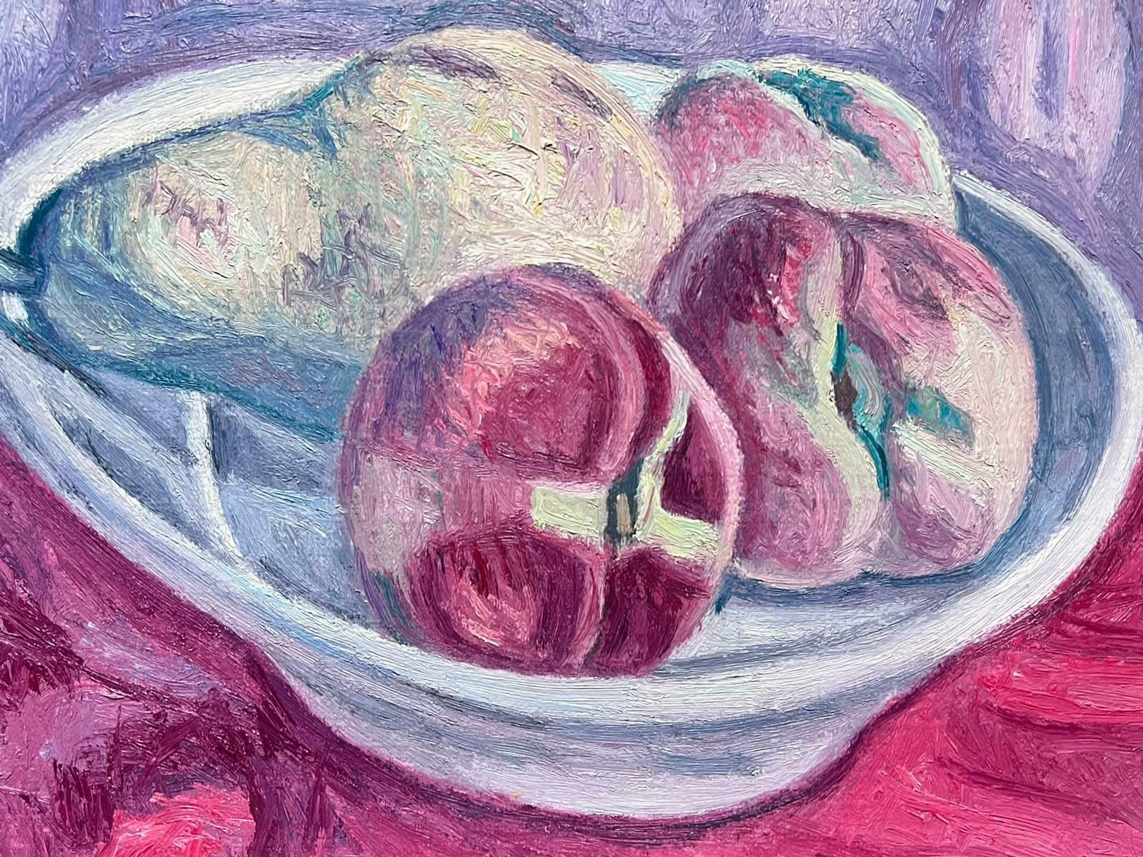 French Schoolfrench Post Impressionist Still Life Apples And Pears In Glass Bowl photo for sale
