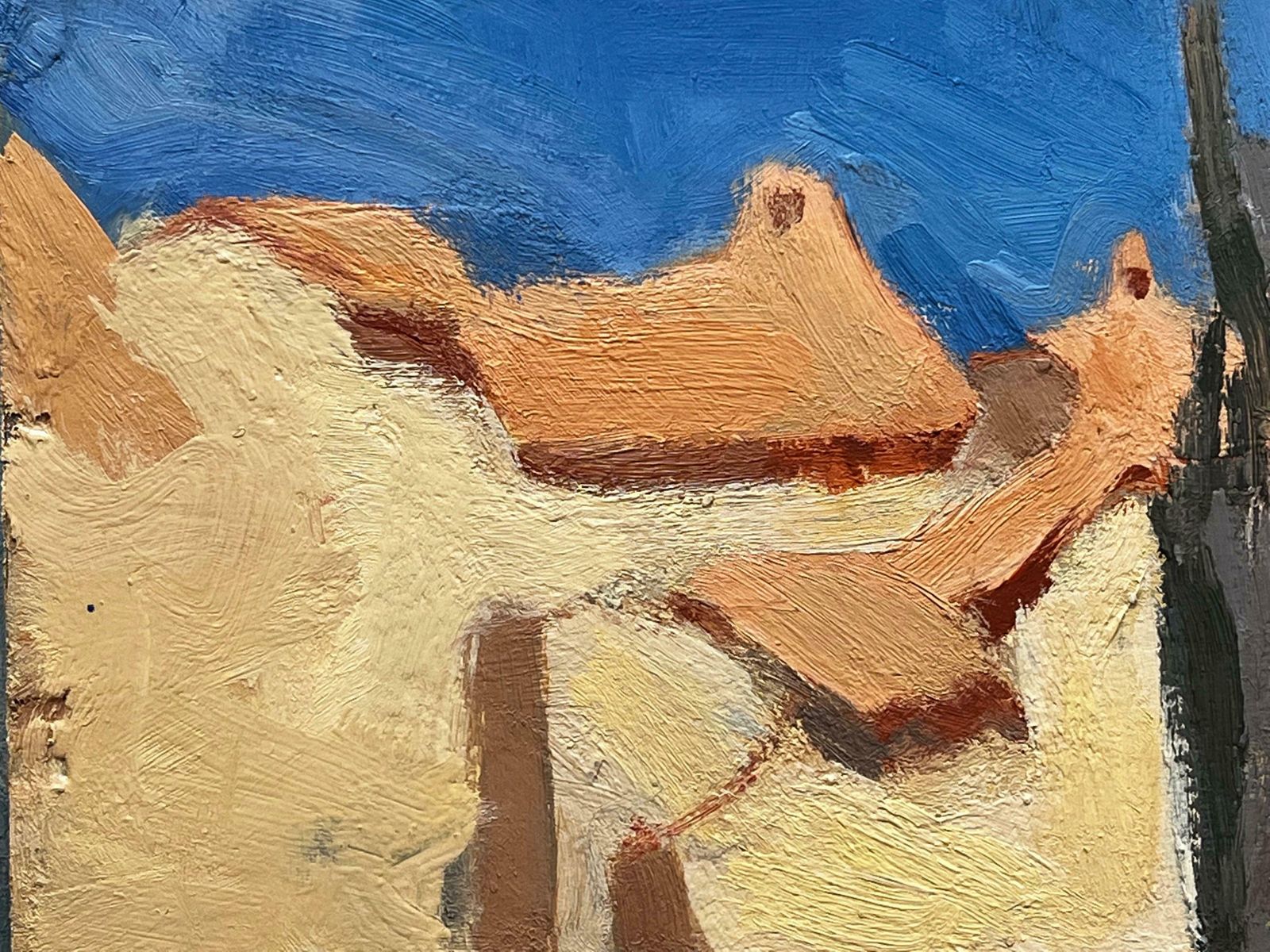 Elisabeth Hahn20th Century German Modernist Oil Painting   Blue Skies Over Town20th Century photo furniture