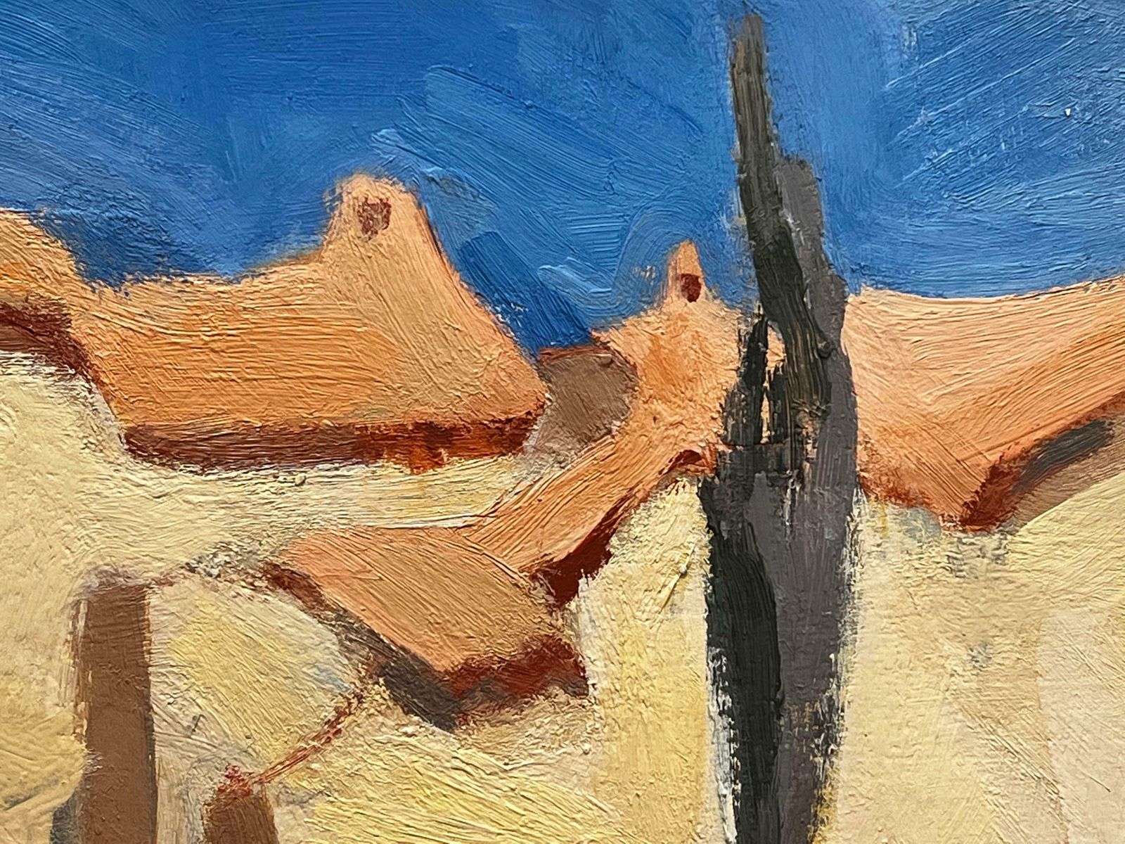 Elisabeth Hahn20th Century German Modernist Oil Painting   Blue Skies Over Town20th Century photo Art