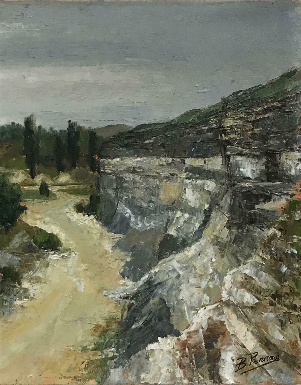 Benard Perronesigned French Impressionist Oil Winding Road South Of France Landscape photo for sale