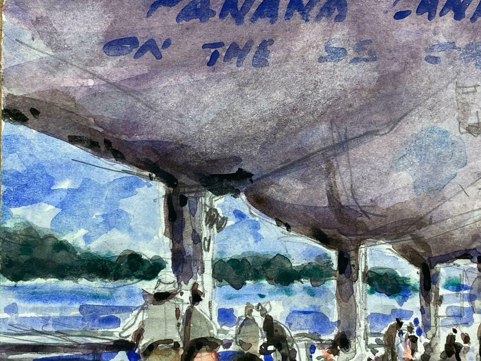 Maurice Mazeiliefrench Impressionist Signed Watercolour   Figures At A Busy Beach Bar photo 484.0