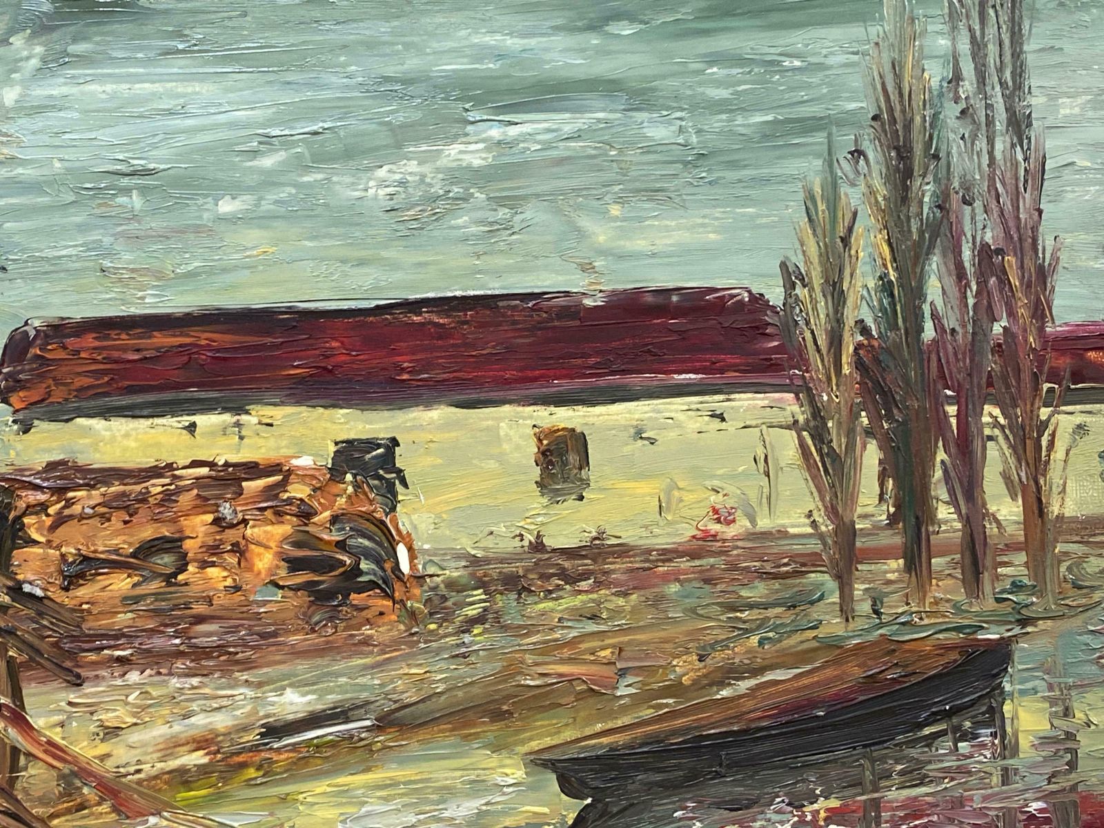Fernand Audetfernand Audet (1923 2016) French Impressionist Oil   Red Roof Landscapec. 1950's photo furniture
