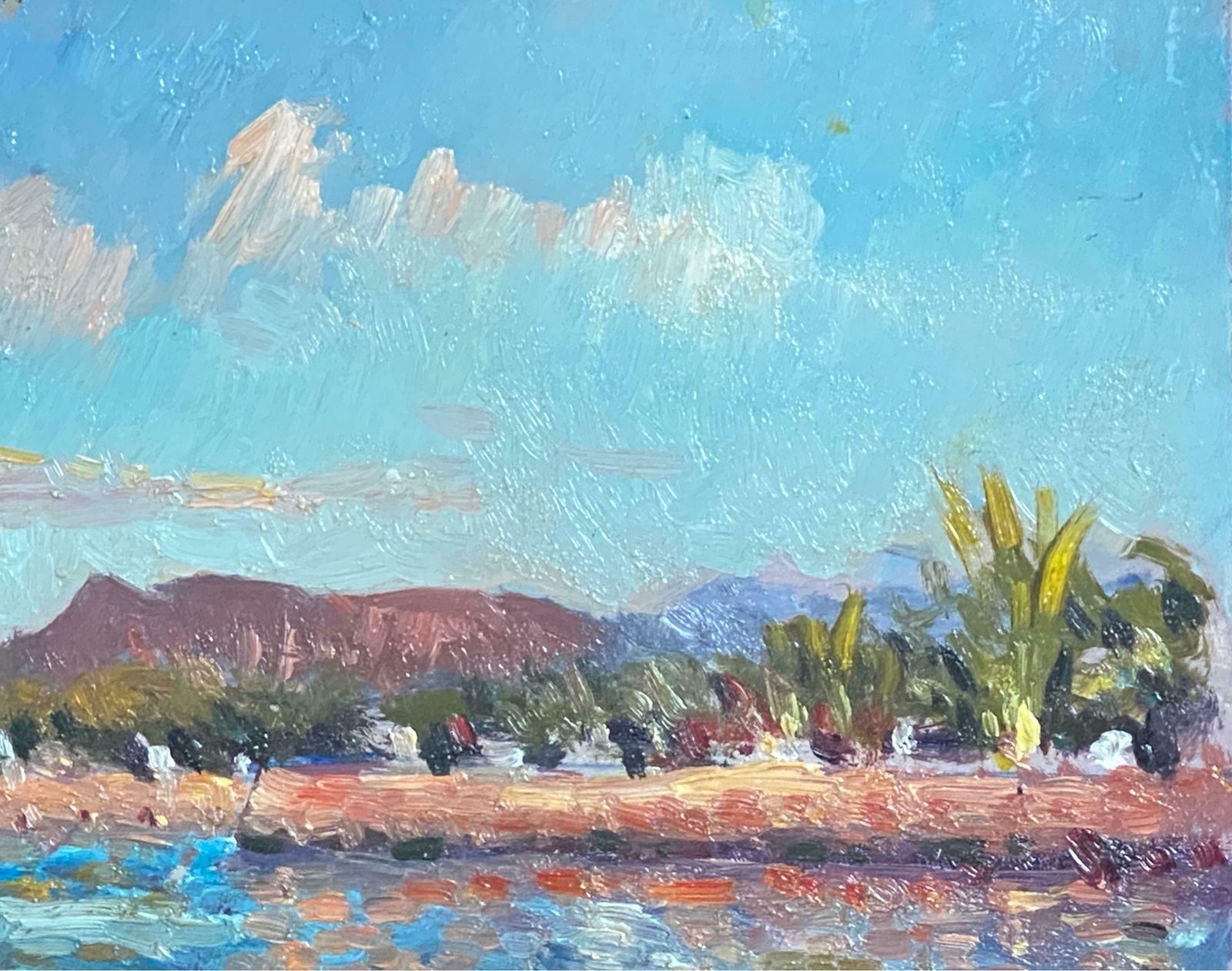 Maurice Mazeiliefrench Impressionist Signed Oil   Exotic Colourful Landscape photo Art