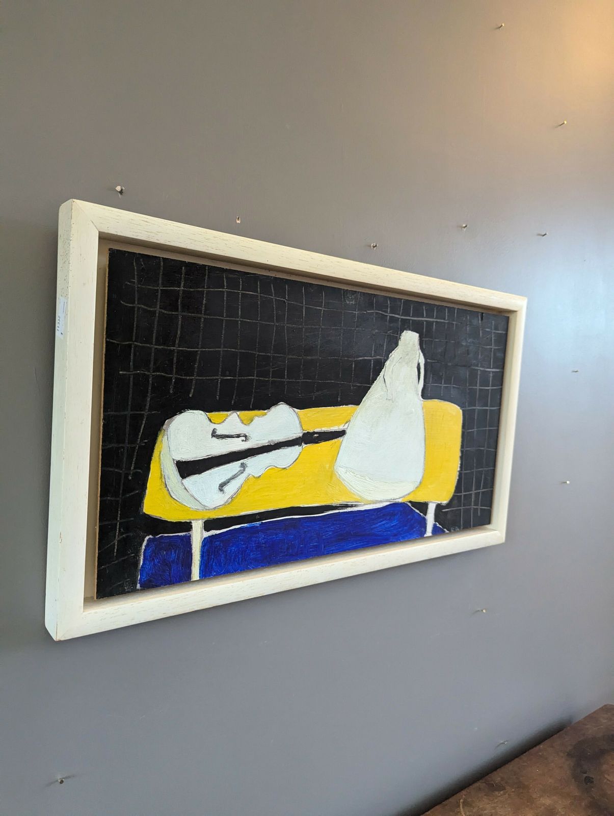 Oil Painting White, Yellow, Blue, Black photo vinterior