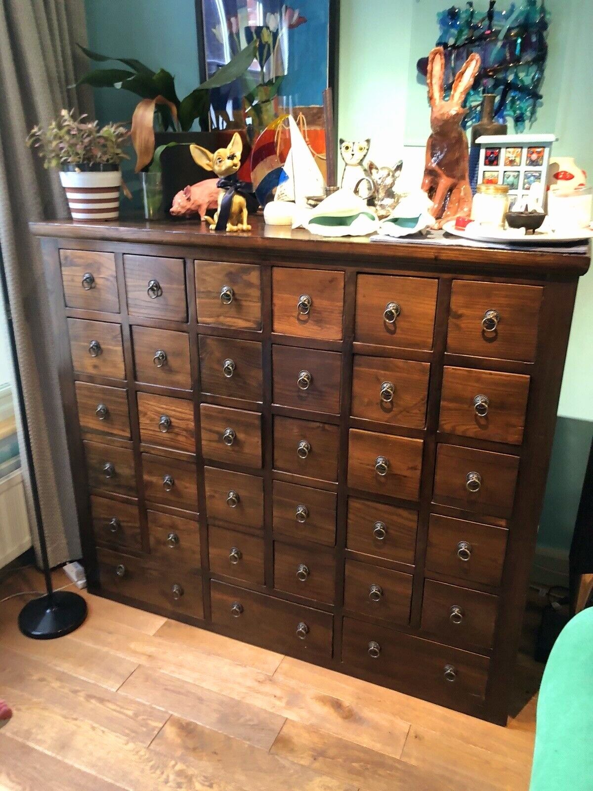 Beautiful Rare Lombok Seba Dark Teak Apothecary Cabinet   Dark Brown