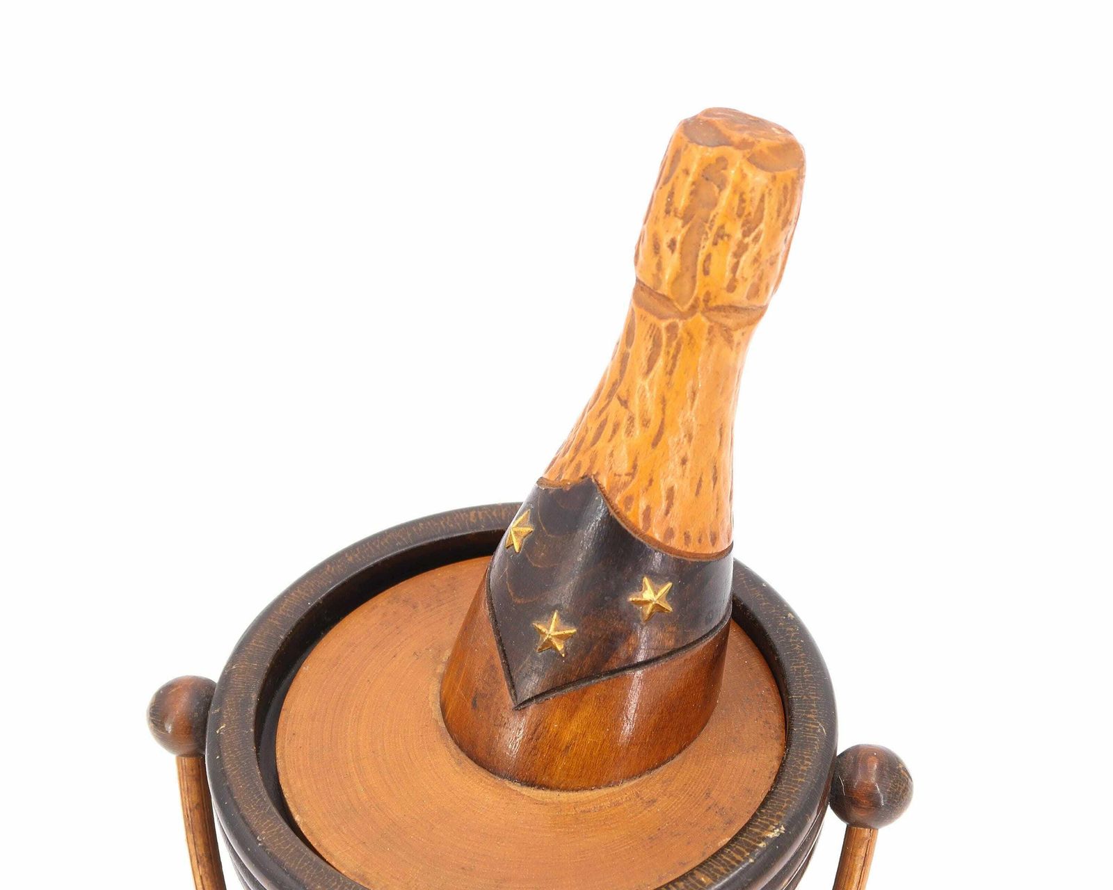 Wooden Tabacco Box Shaped Like A Champagne Bucket With Bottle, 1950s / 1970s Storage, Trompe L'oeil photo furniture