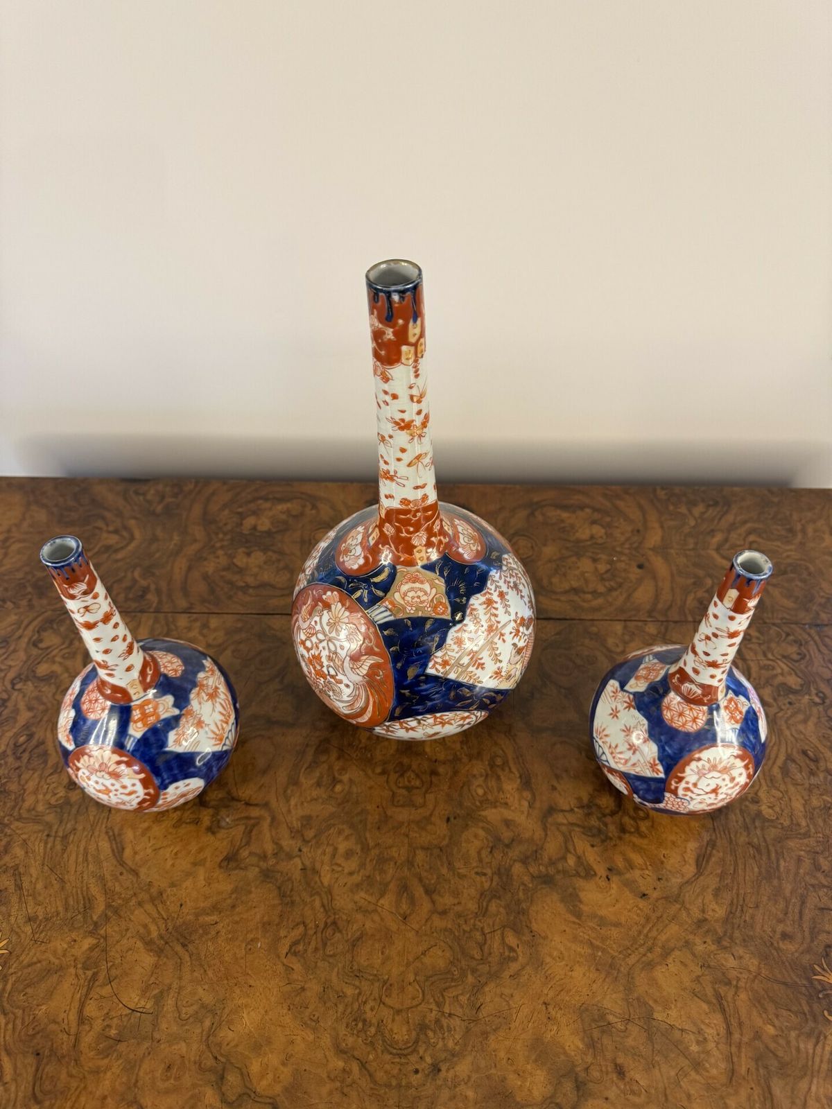 Outstanding Quality Garniture Of Three Japanese Imari Shaped Vases photo furniture