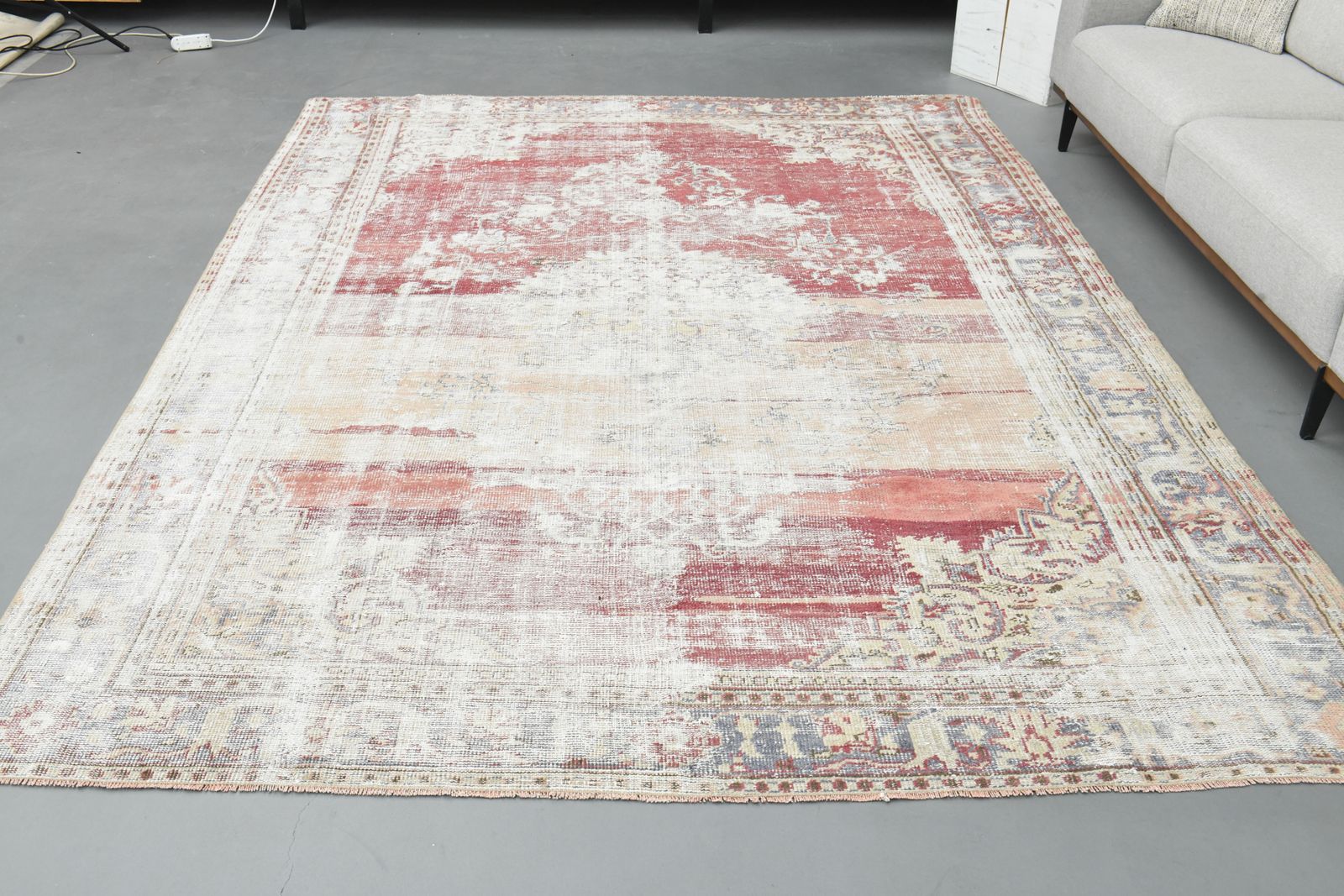 250x335 Cm Area Rug For Living Room, Kitchen Decor, Turkish Vintage Rugs, Pink Beige Oushak Carpet, photo for sale