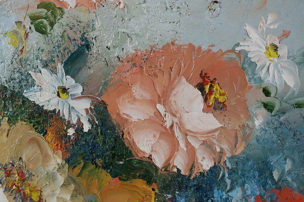Edmond Sanders, Vase With Flowers, 1950s, Oil On Canvas, Framed photo vinterior