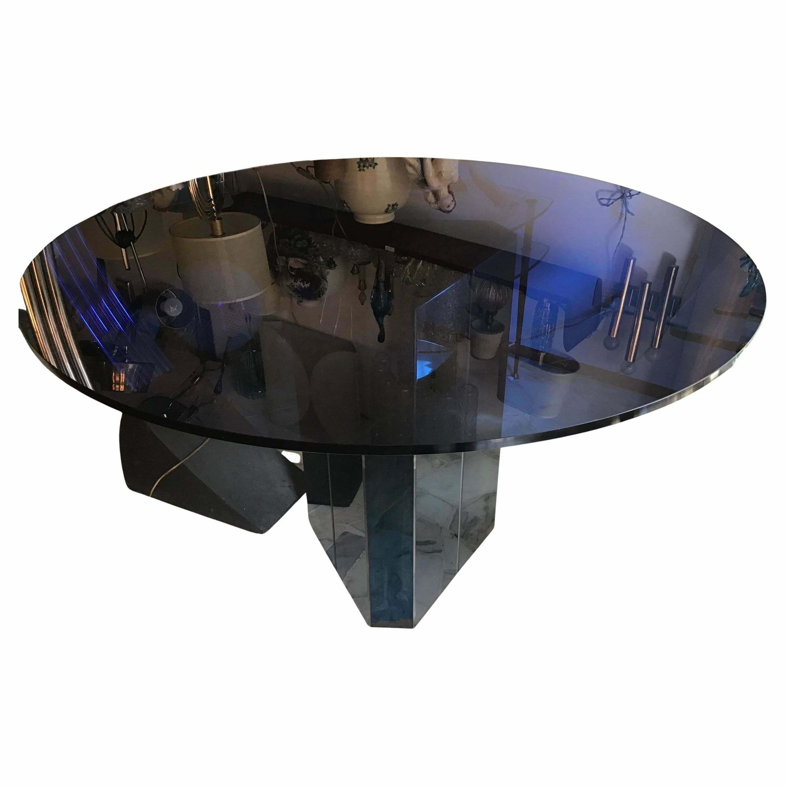 Afra E Tobia Scarpa “Polygono” Table Metal Glass By Beb 1980 Italy